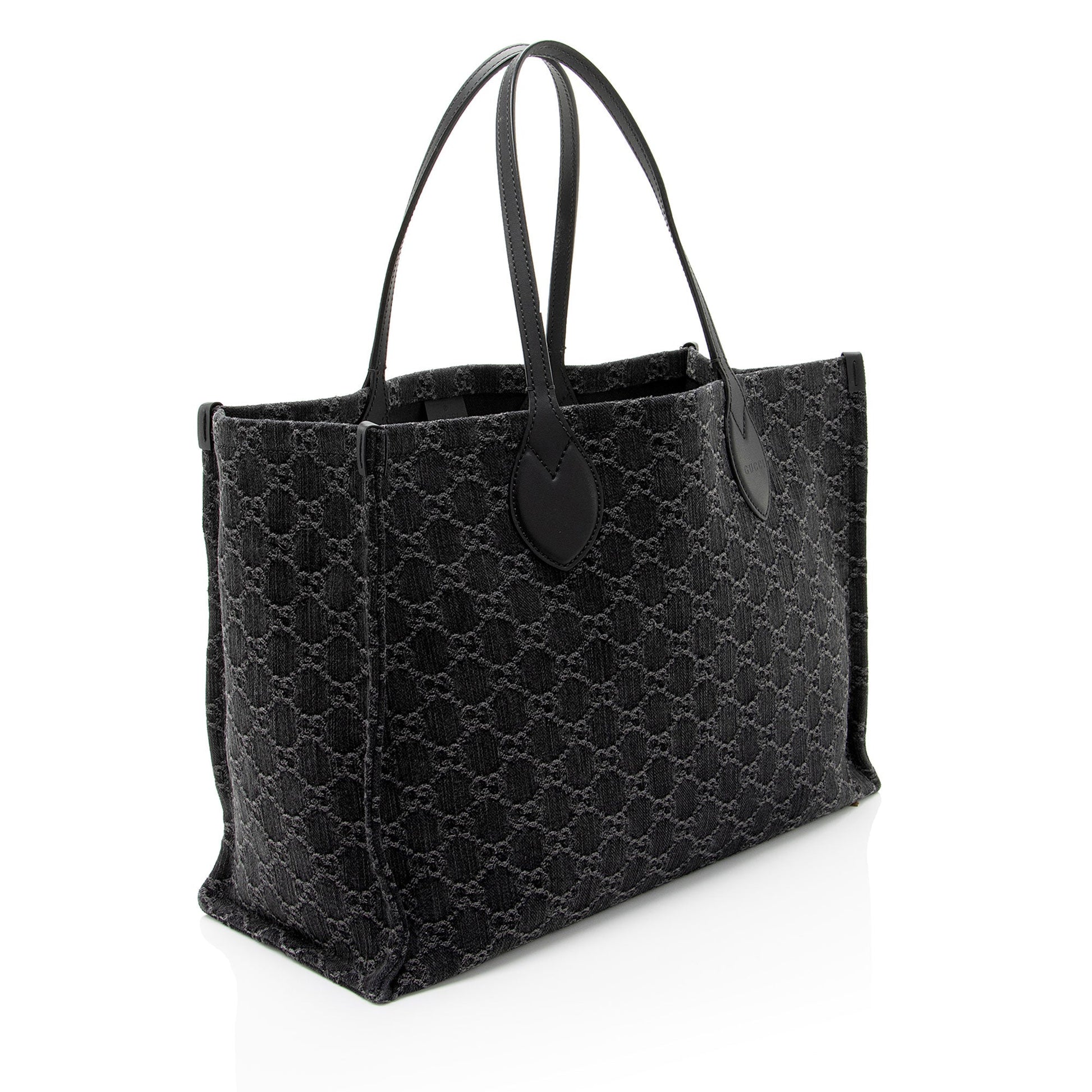 Gucci GG Ophidia Leather Denim Black Large Tote Bag