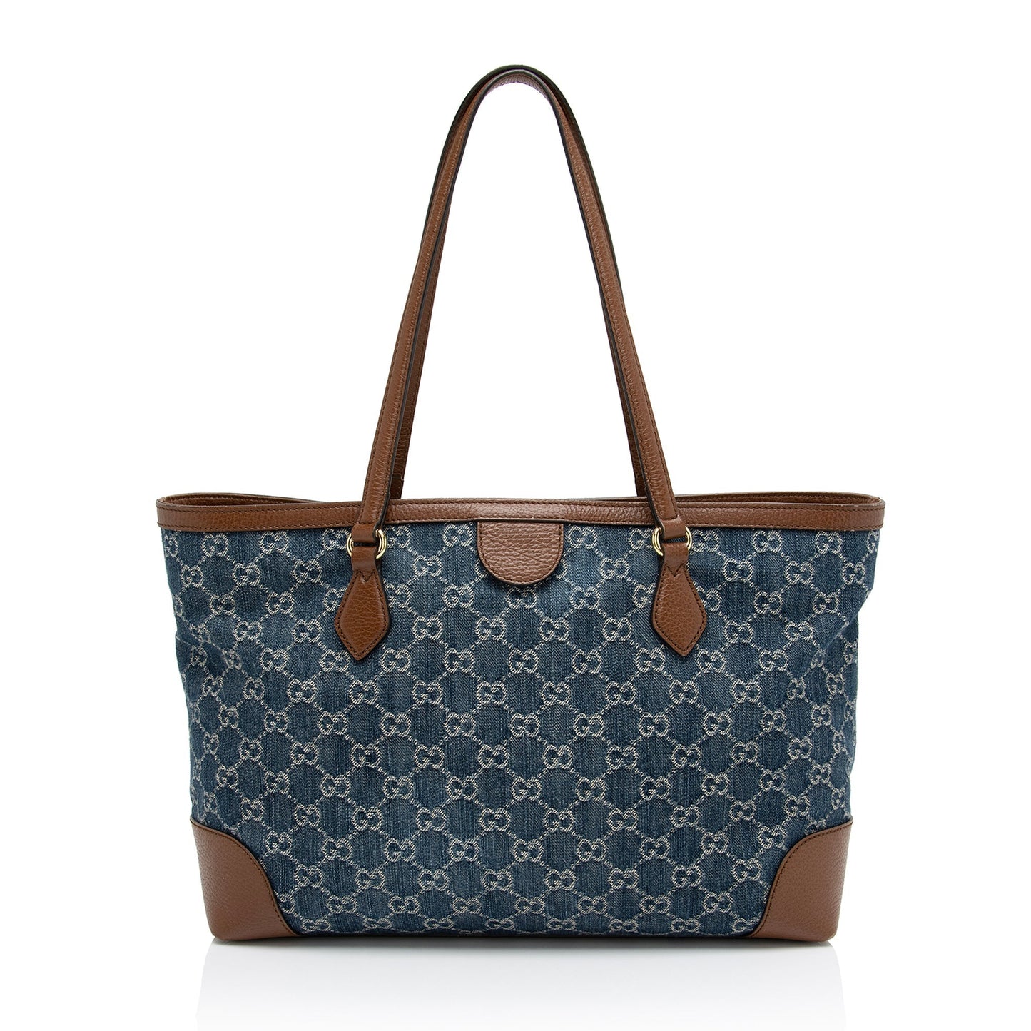Gucci GG Ophidia SHF-DAKiQf Leather Denim Brown Blue Tote Bag