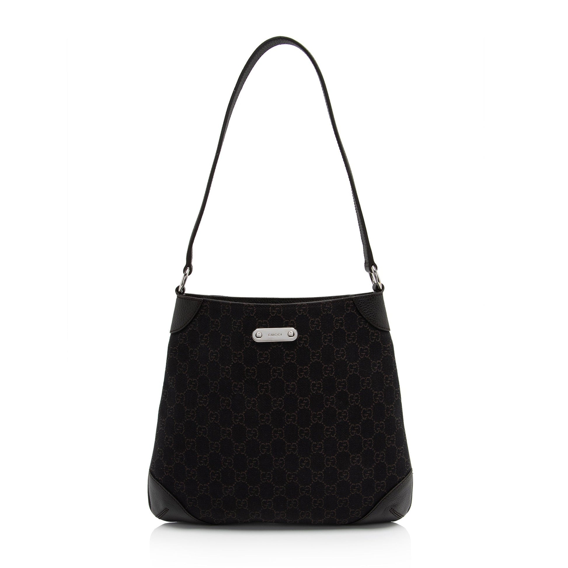 Gucci GG SHF-mP1GGZ Leather Denim Brown Shoulder Bag