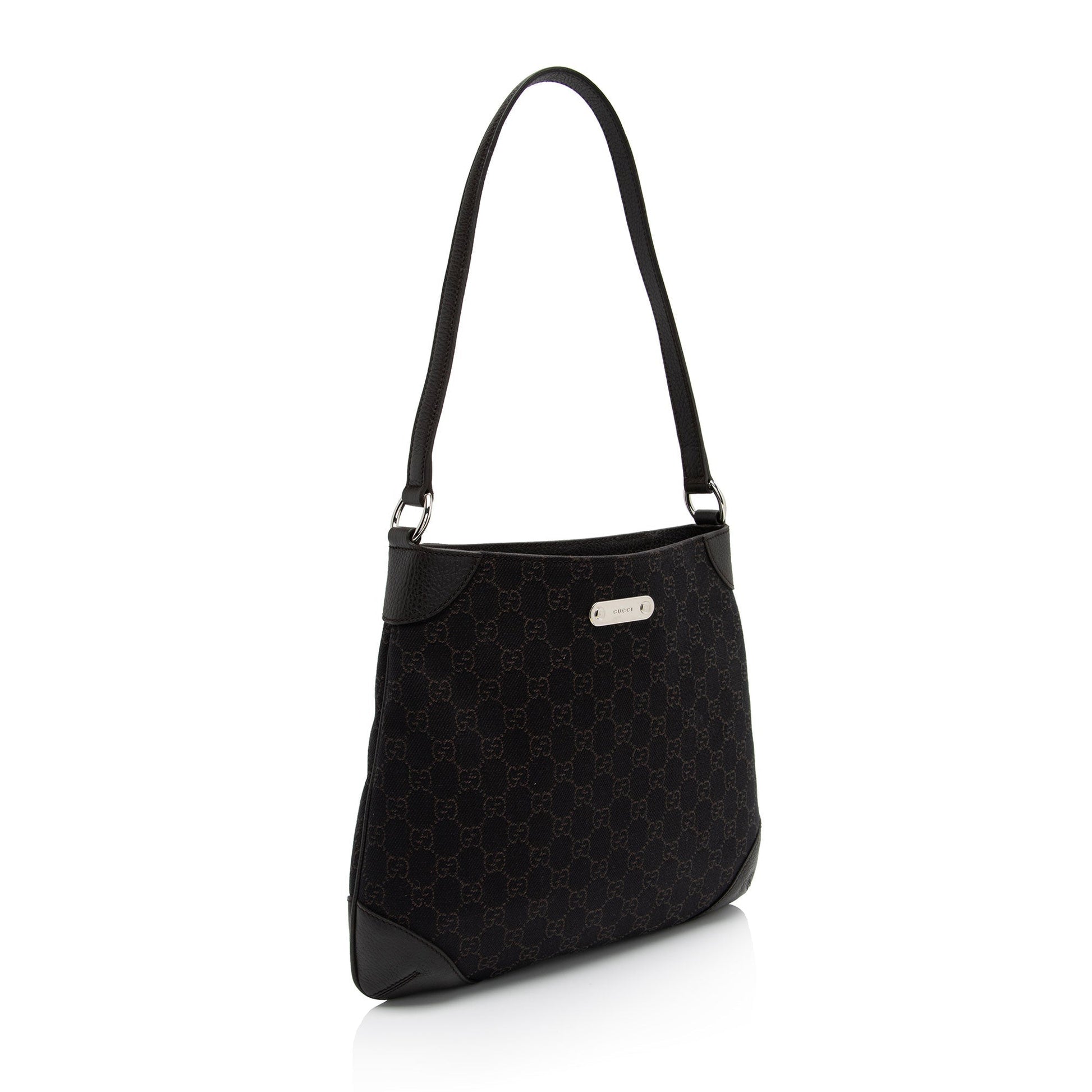 Gucci GG SHF-mP1GGZ Leather Denim Brown Shoulder Bag