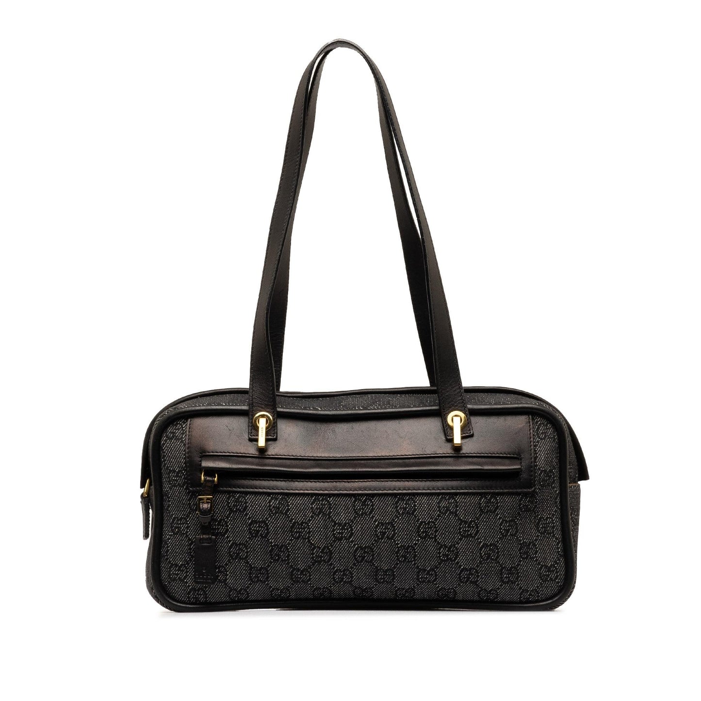 Gucci GG SHG-QwDGp7 Denim Calf Black Grey Shoulder Bag