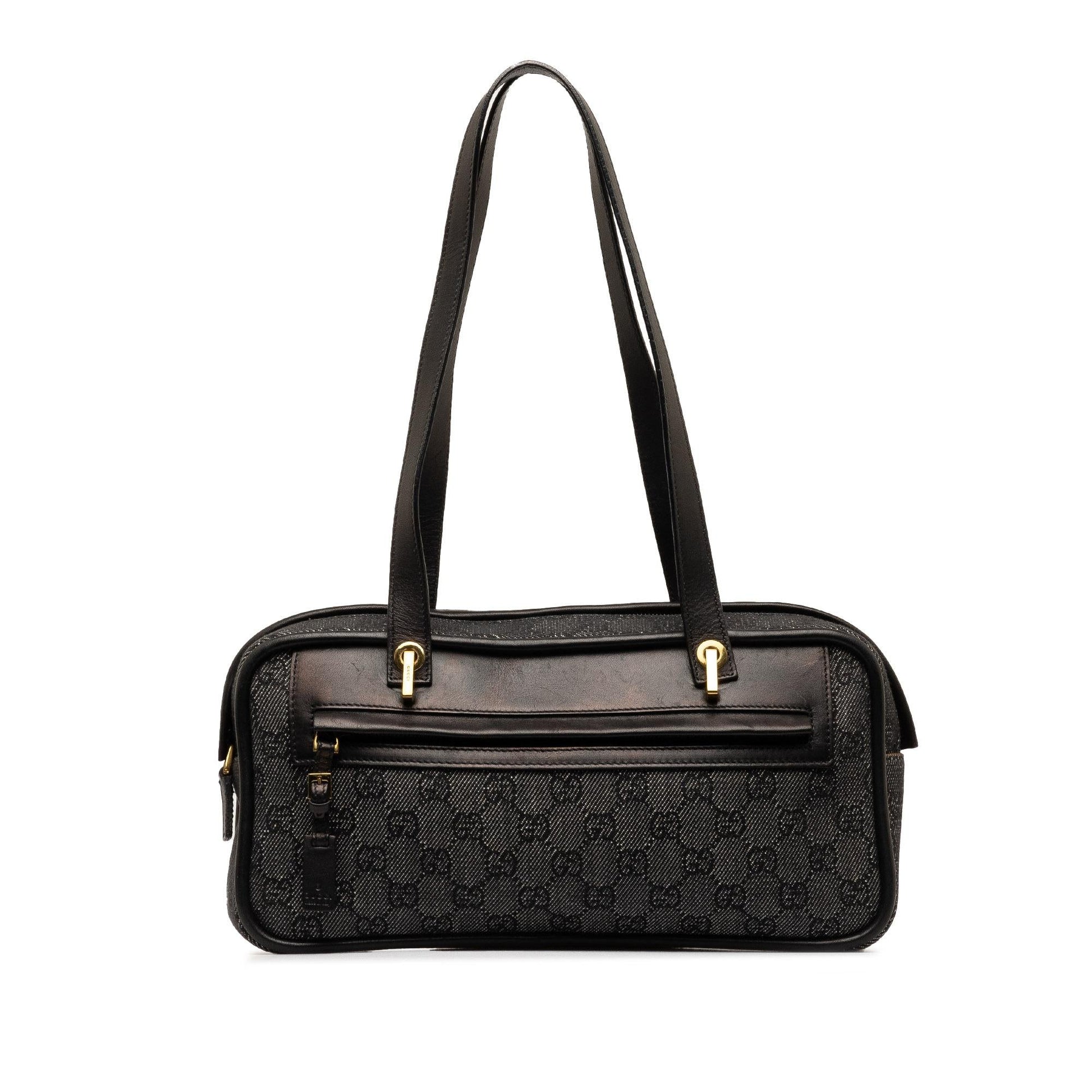 Gucci GG SHG-QwDGp7 Denim Calf Black Grey Shoulder Bag