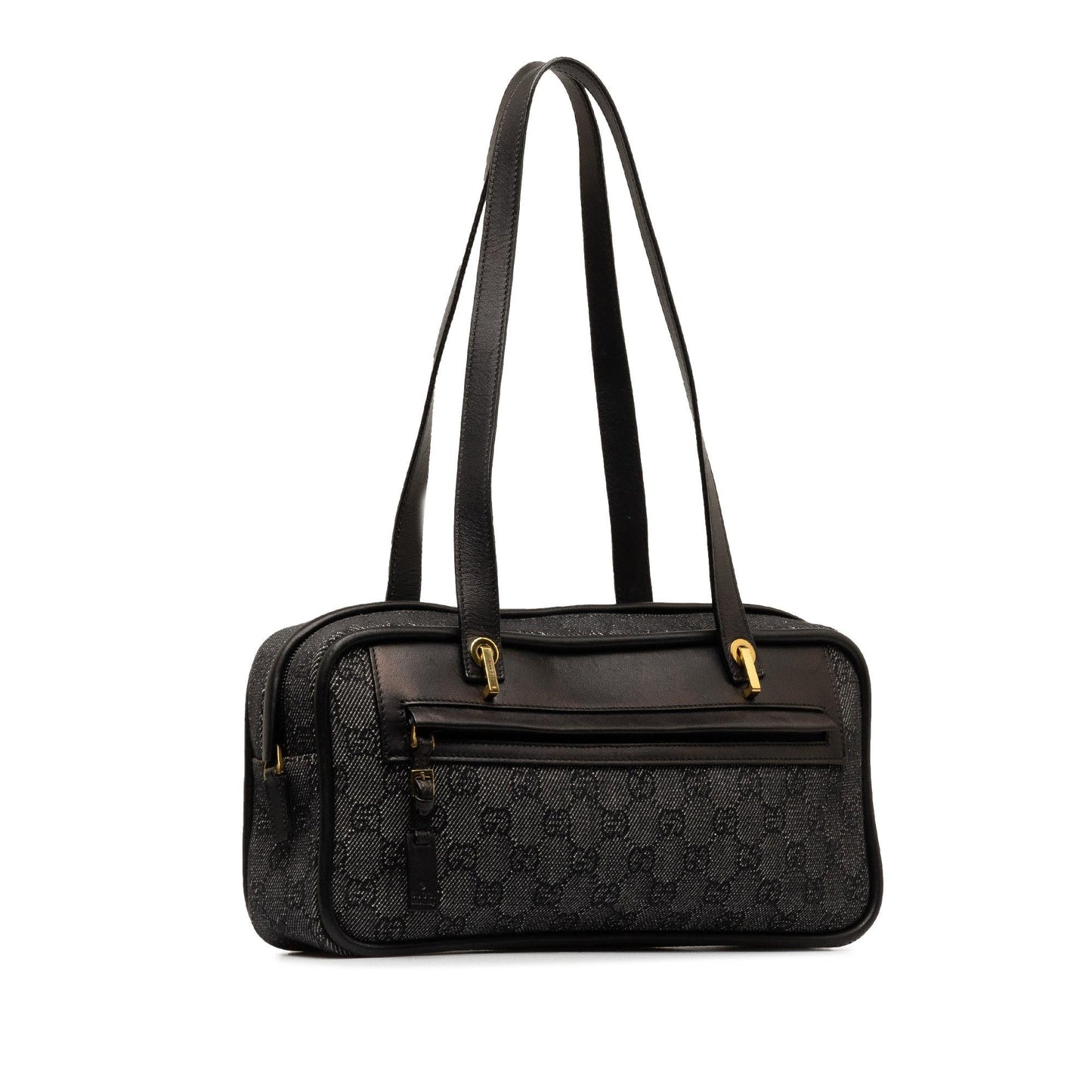 Gucci GG SHG-QwDGp7 Denim Calf Black Grey Shoulder Bag