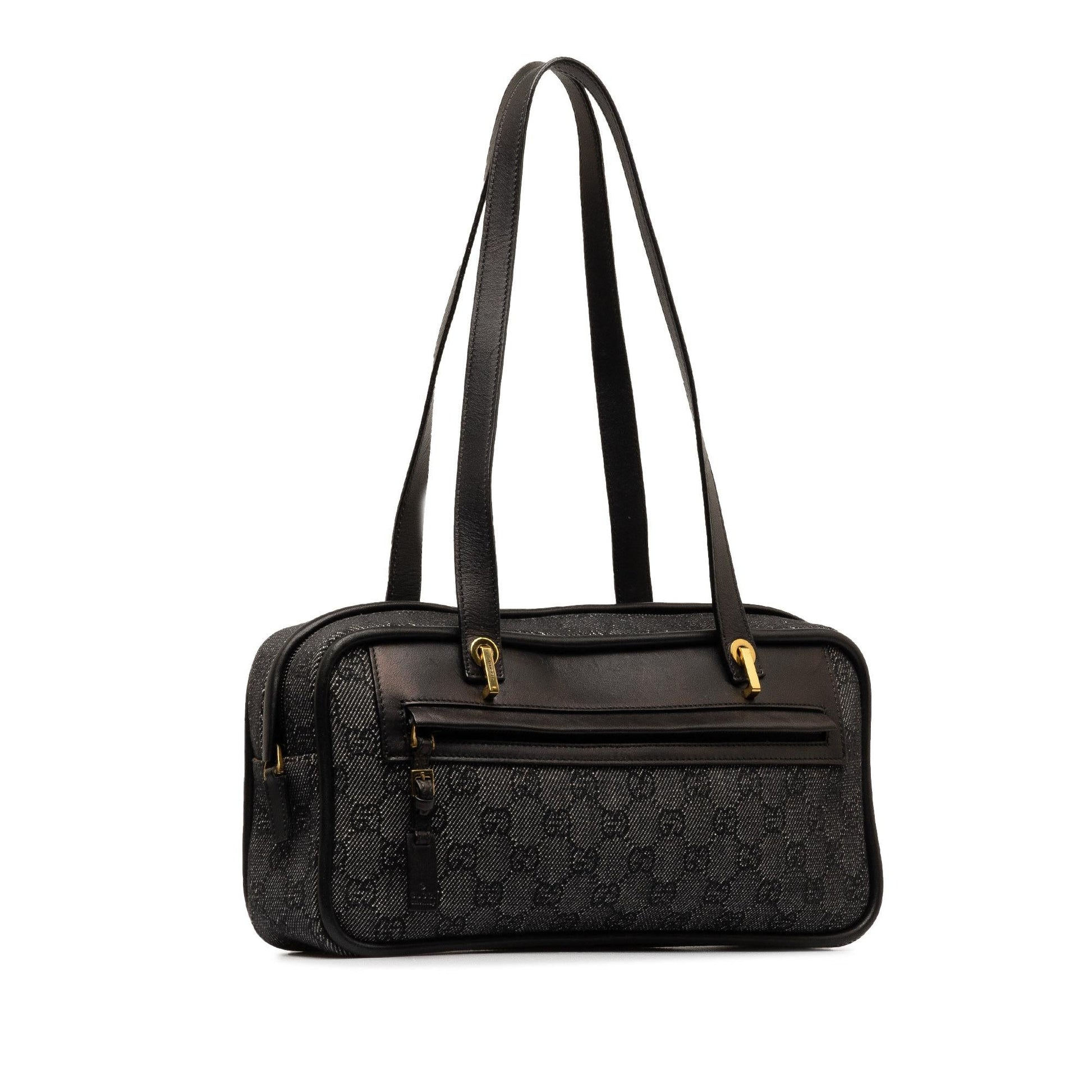 Gucci GG SHG-QwDGp7 Denim Calf Black Grey Shoulder Bag