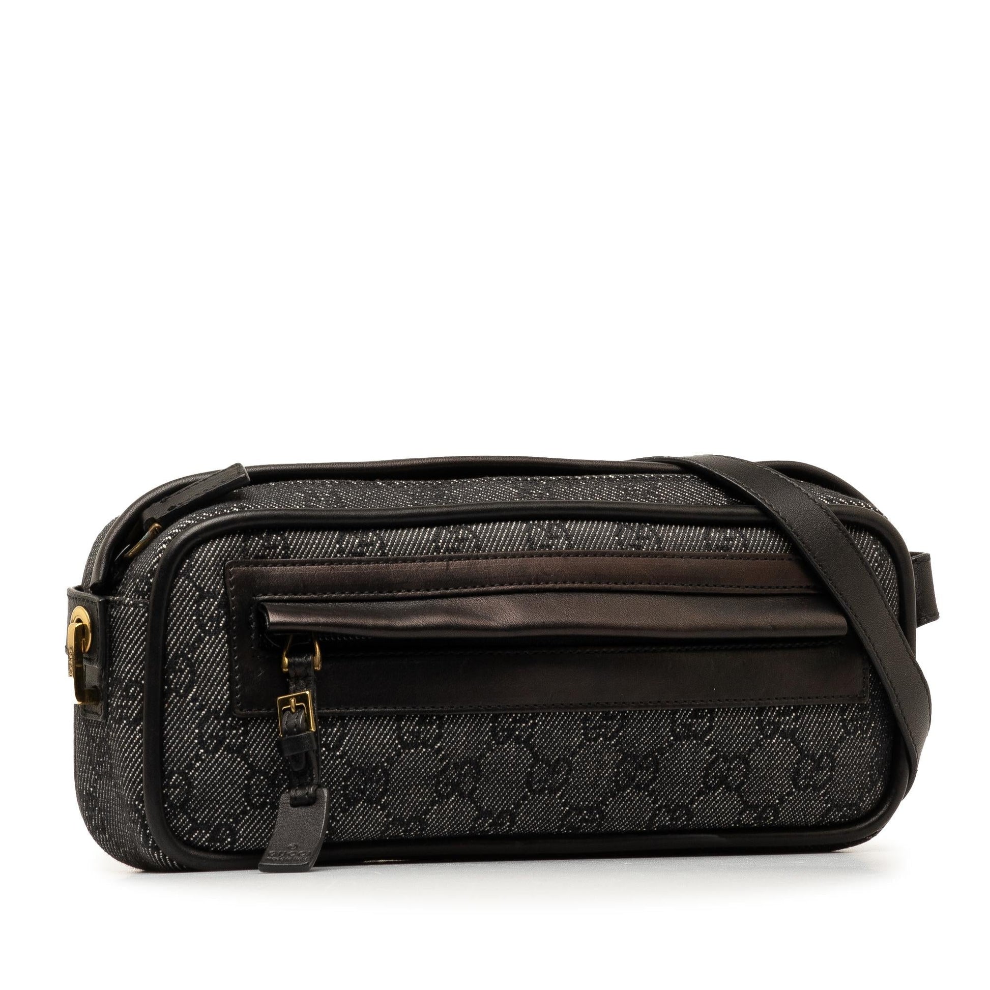 Gucci GG SHG-T2x2kb Denim Calf Black Grey Shoulder Bag