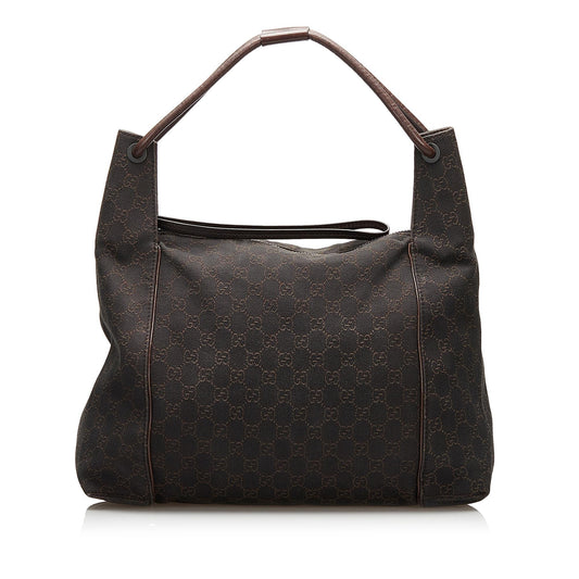 Gucci GG SHG Denim Brown Tote Bag