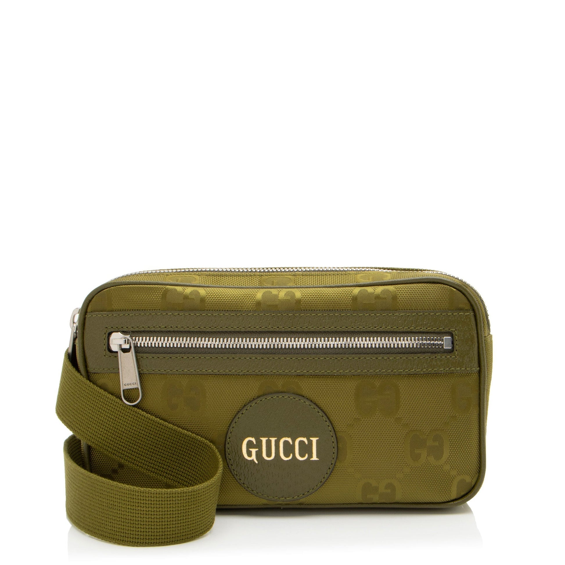 Gucci GG Econyl Off Grid Belt Leather Nylon Green Accessory