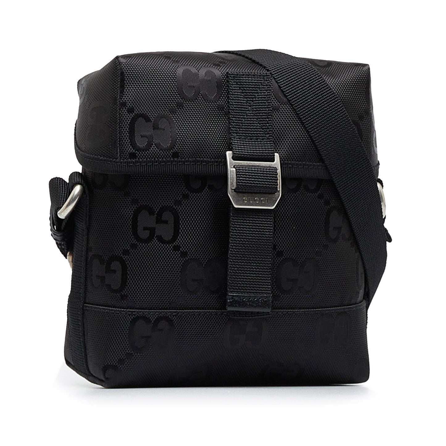 Gucci GG Econyl Off Grid Messenger Nylon Black Crossbody Bag