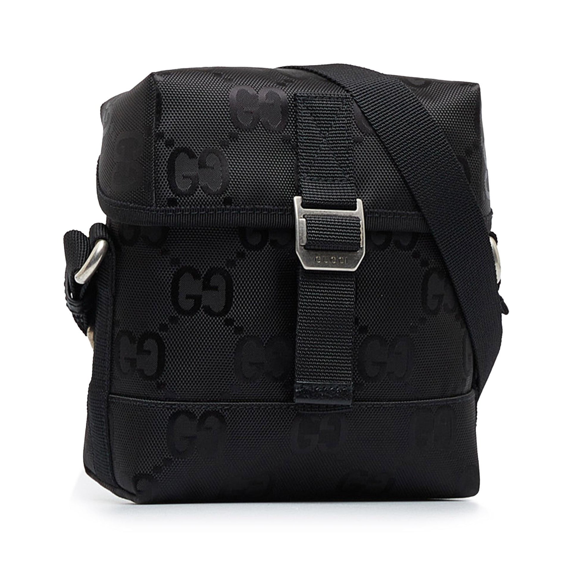 Gucci GG Econyl Off Grid Messenger Nylon Black Crossbody Bag