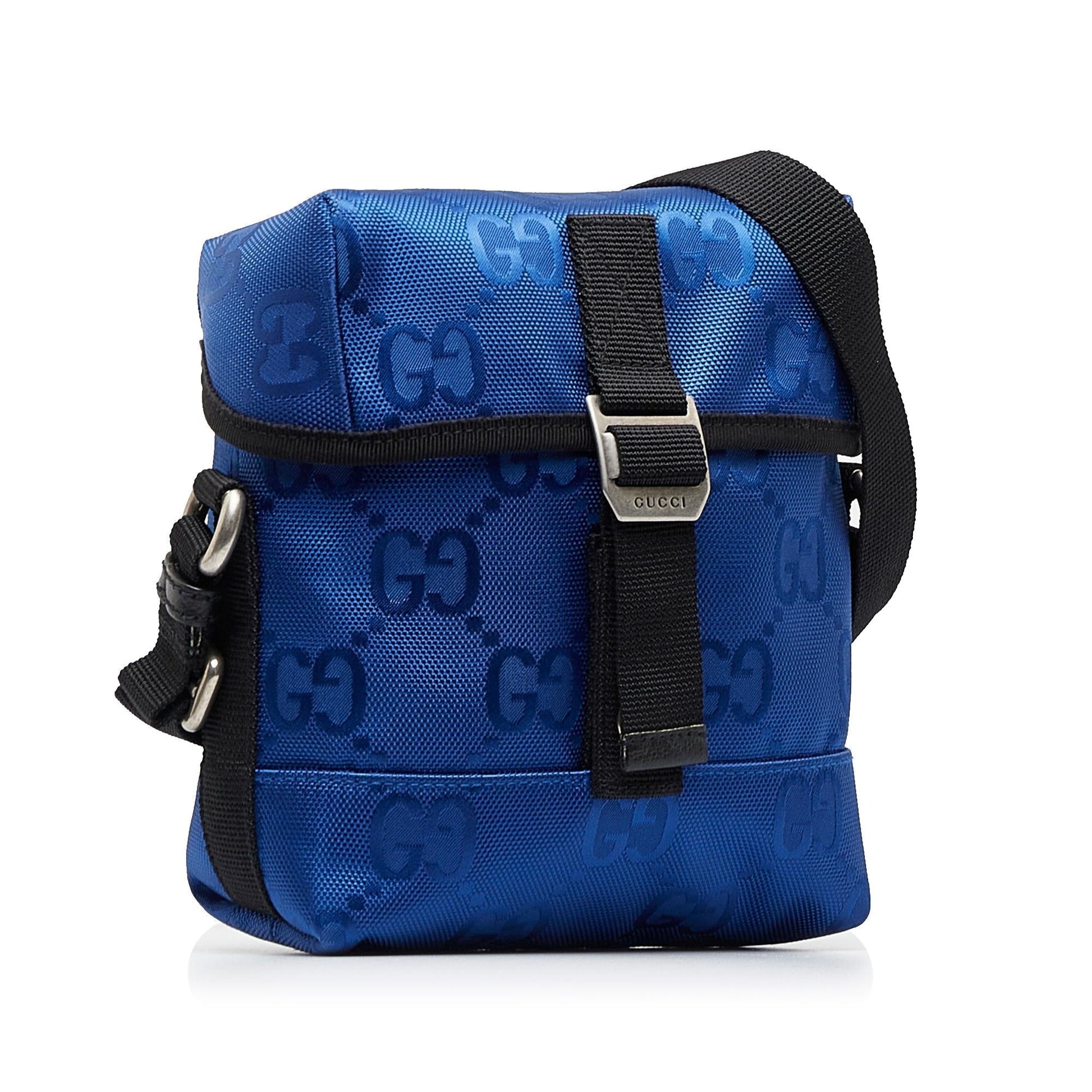 Gucci GG Econyl Off Grid Messenger Nylon Black Blue Crossbody Bag