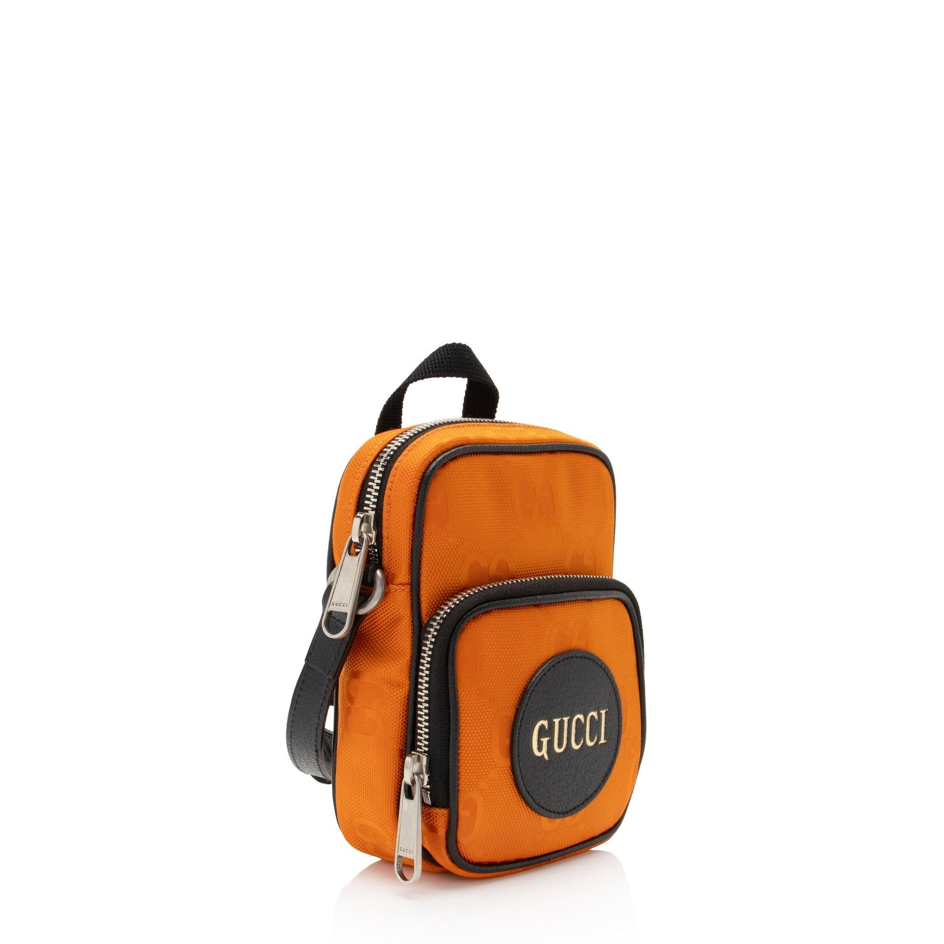 Gucci GG Econyl Off Grid SHF-UJ01rA Leather Nylon Black Orange Crossbody Bag