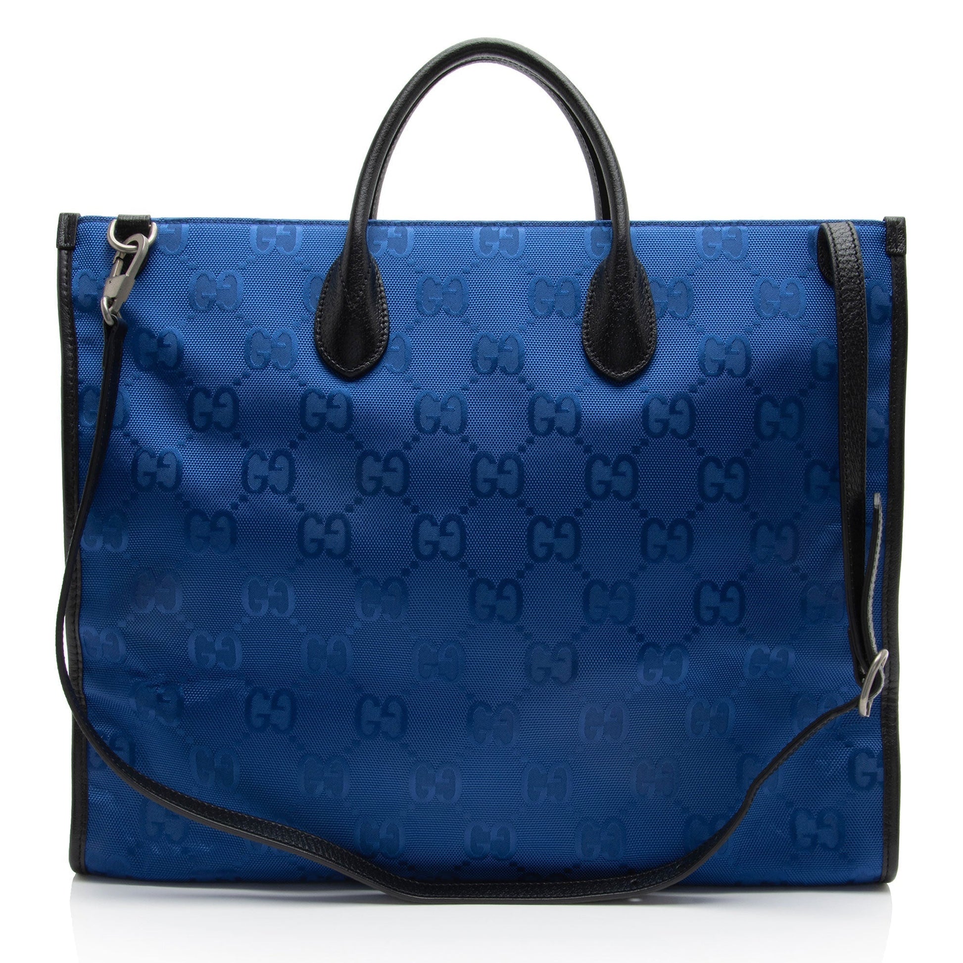 Gucci GG Econyl Off Grid SHF-dVvQJP Leather Nylon Black Blue Tote Bag