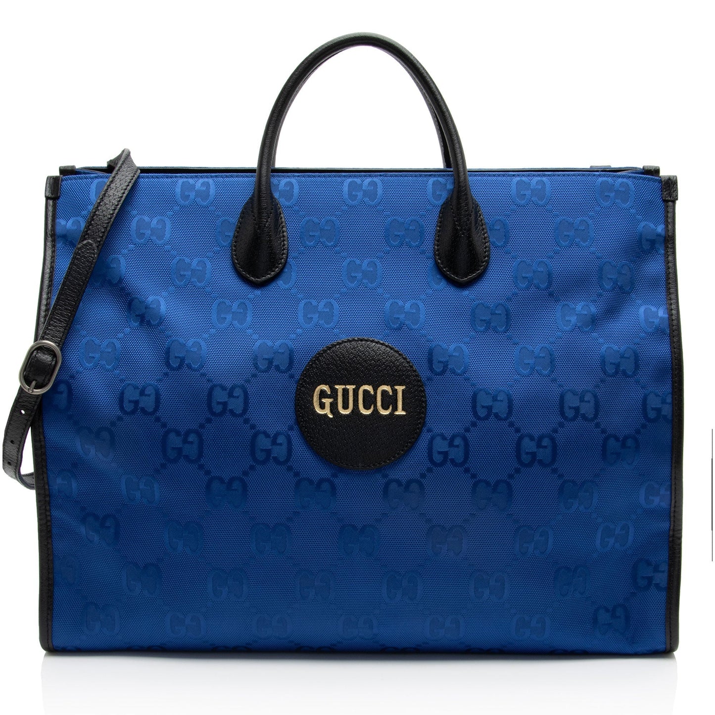 Gucci GG Econyl Off Grid SHF-dVvQJP Leather Nylon Black Blue Tote Bag