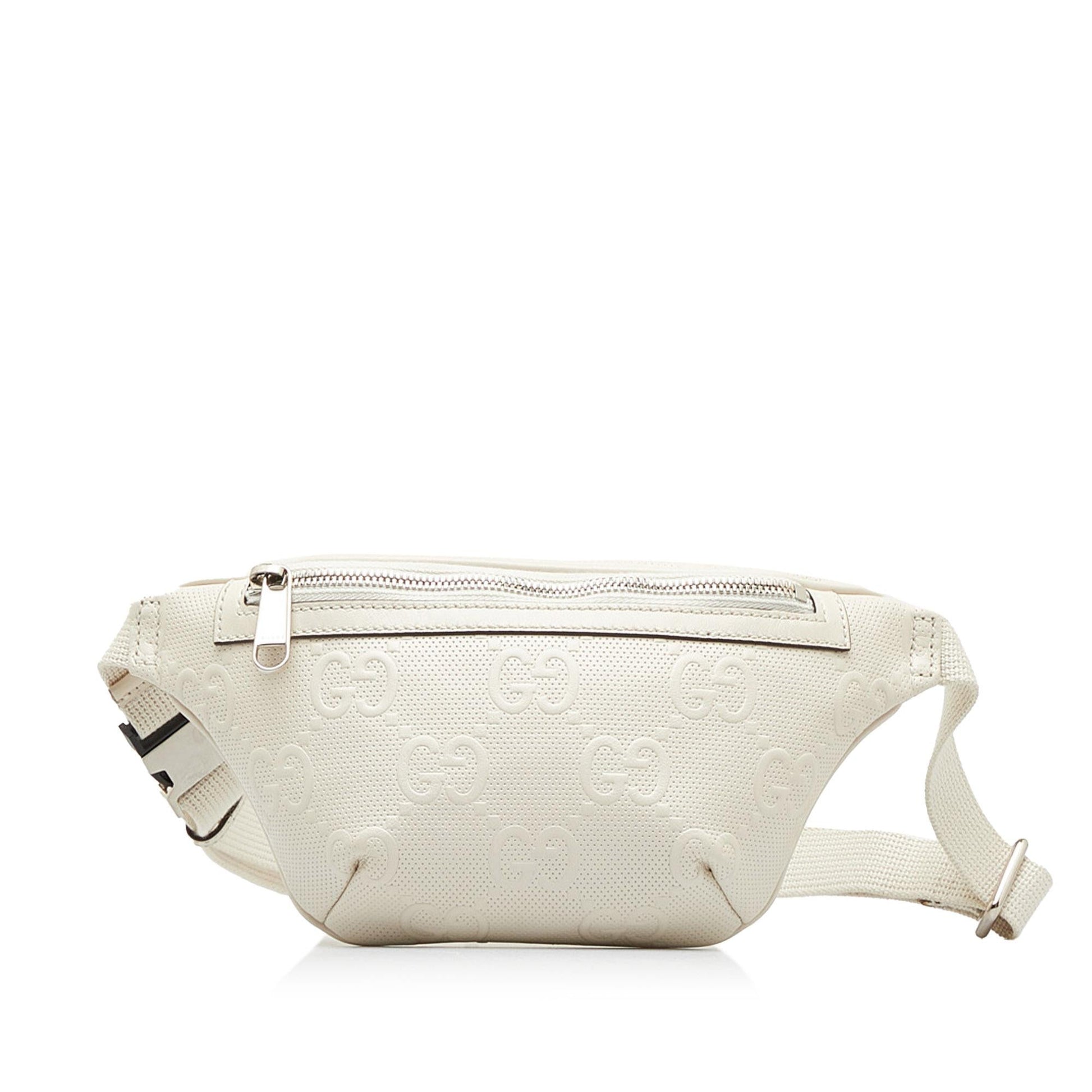 Gucci GG Embossed Belt SHG-m6grtV Calf White Accessory