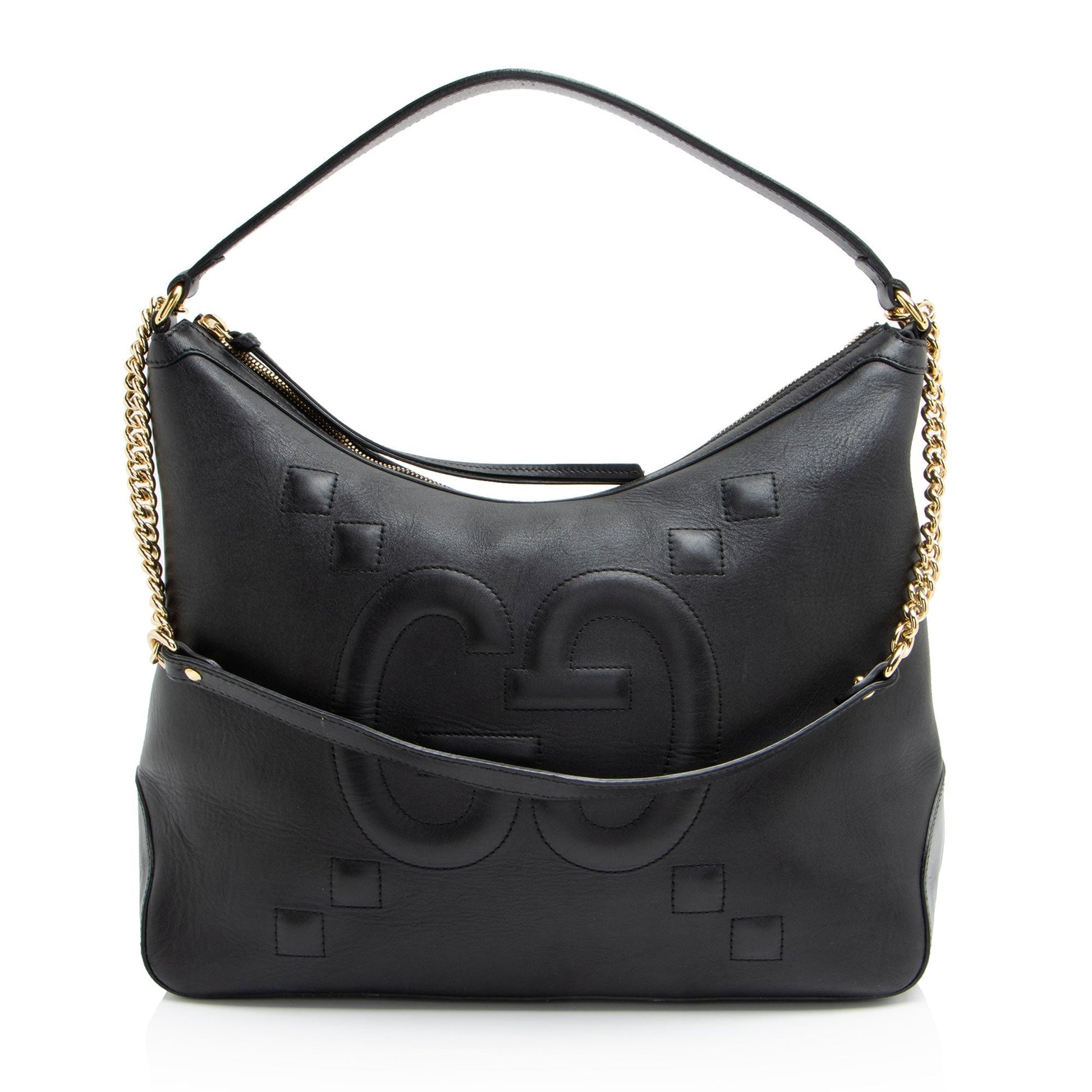 Gucci Jumbo GG Embossed Apollo Leather Calfskin Black Large Shoulder Bag
