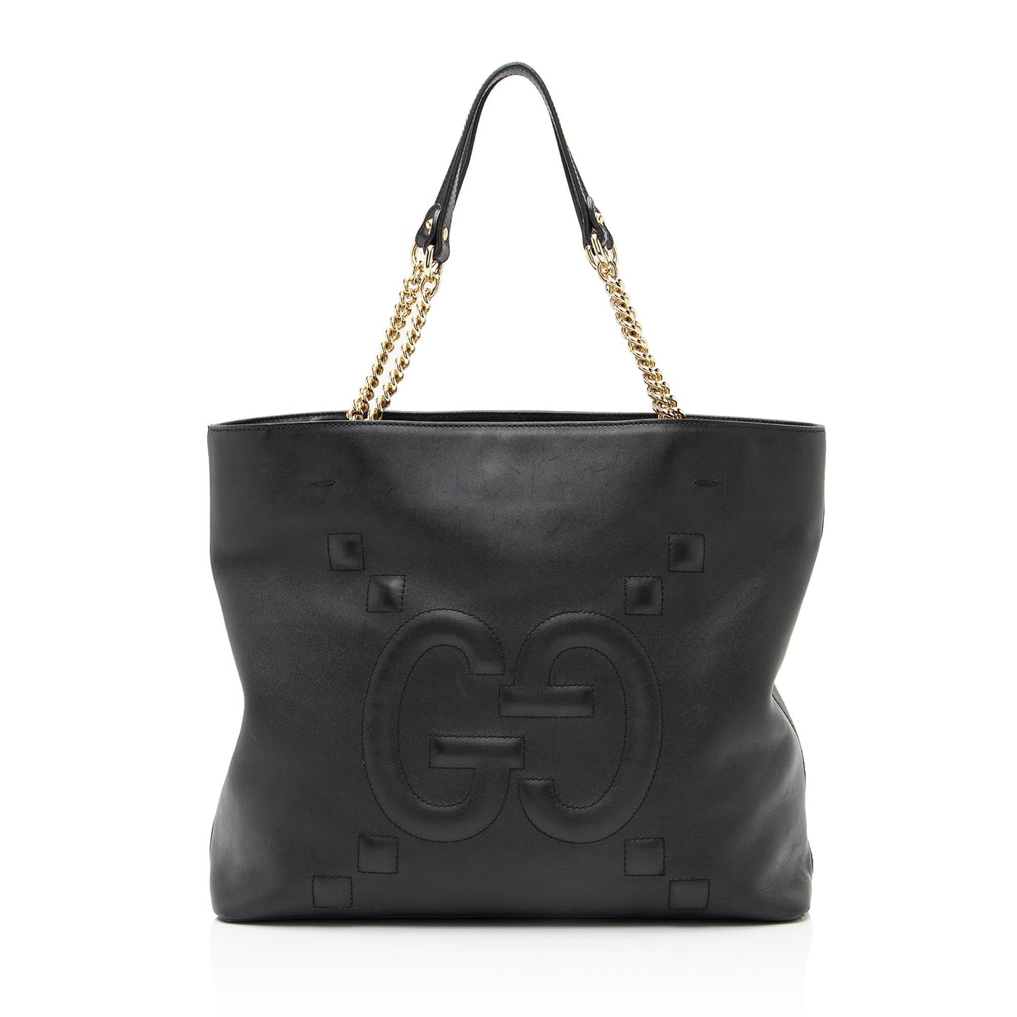 Gucci GG Embossed Apollo SHF Calfskin Black Large Tote Bag