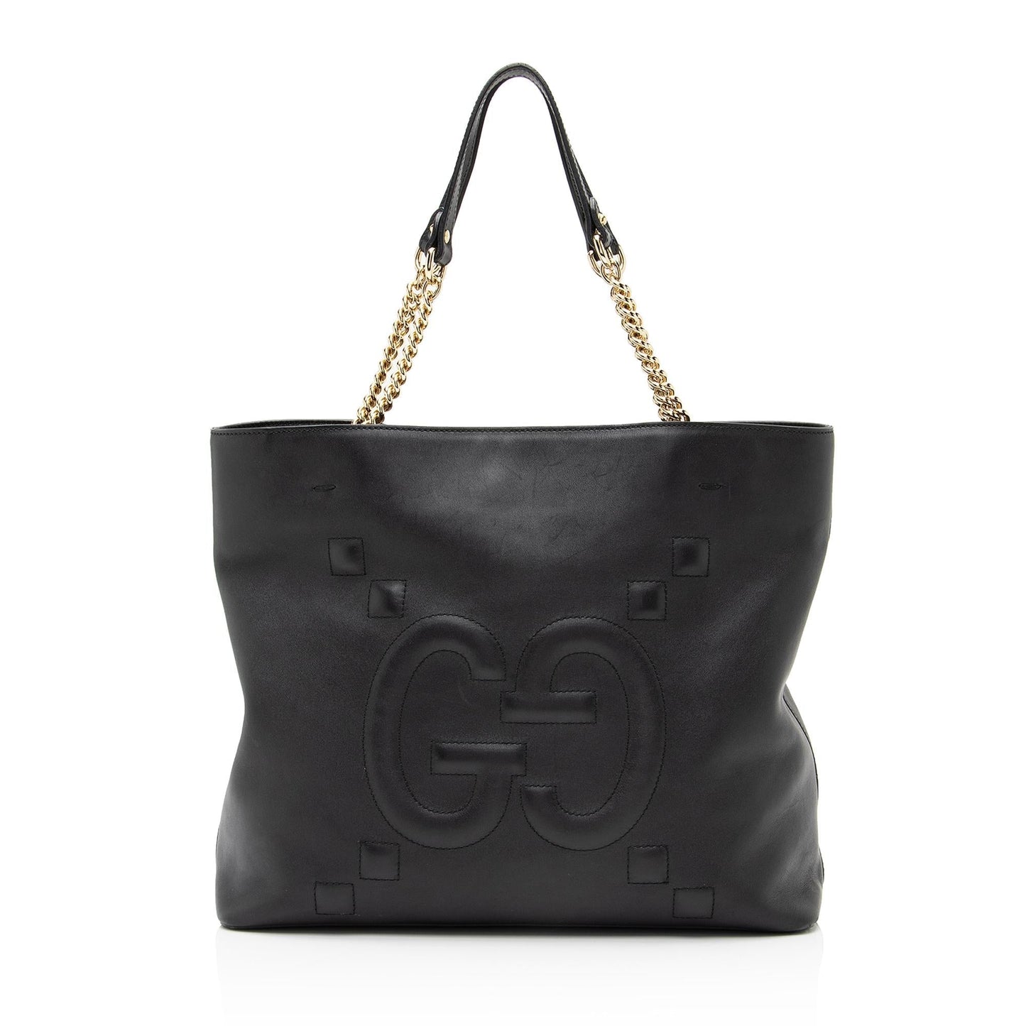 Gucci GG Embossed Apollo SHF Calfskin Black Large Tote Bag