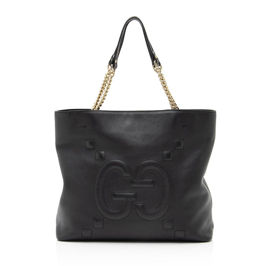 Gucci GG Embossed Apollo SHF Calfskin Black Large Tote Bag