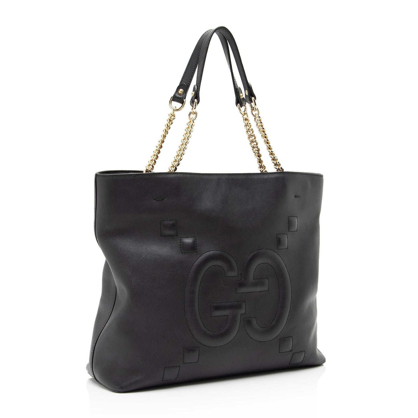 Gucci GG Embossed Apollo SHF Calfskin Black Large Tote Bag
