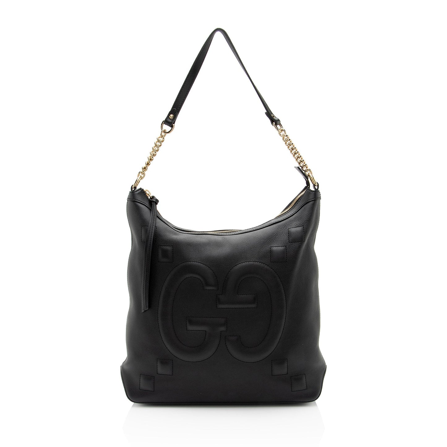 Gucci GG Embossed Apollo SHF-Y2LwuL Calfskin Black Shoulder Bag