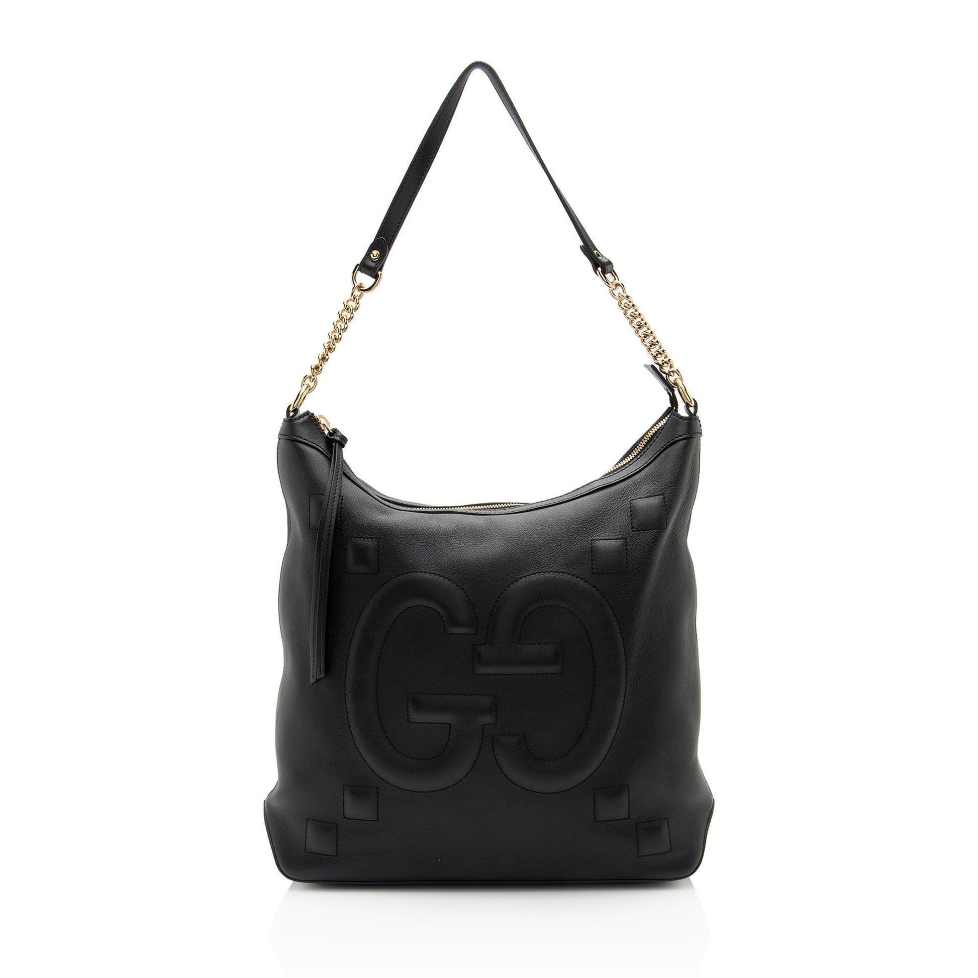 Gucci GG Embossed Apollo SHF-Y2LwuL Calfskin Black Shoulder Bag