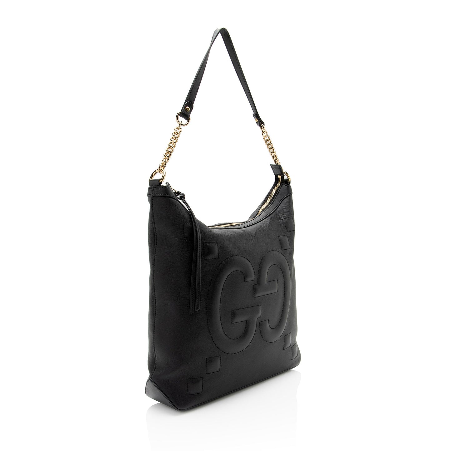 Gucci GG Embossed Apollo SHF-Y2LwuL Calfskin Black Shoulder Bag