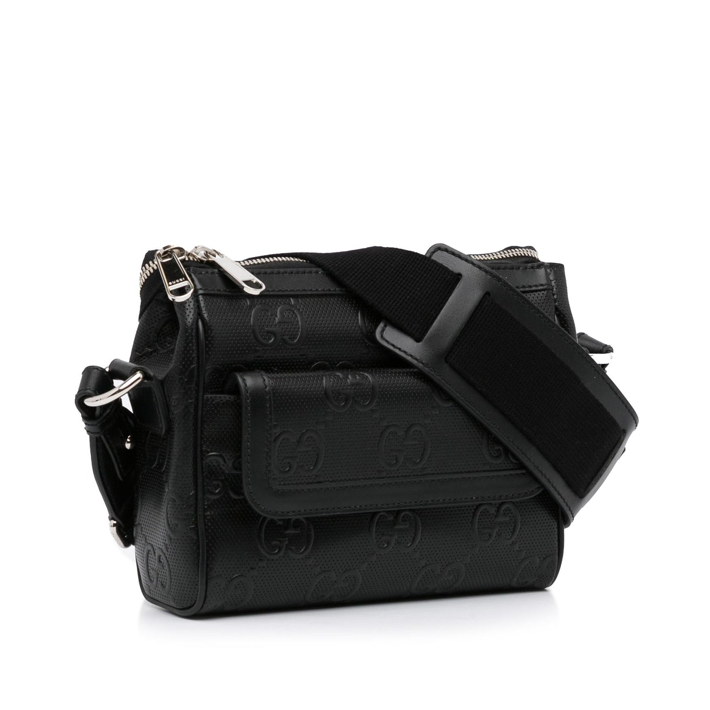 Gucci GG Embossed SHG-bS3vYW Calf Black Crossbody Bag