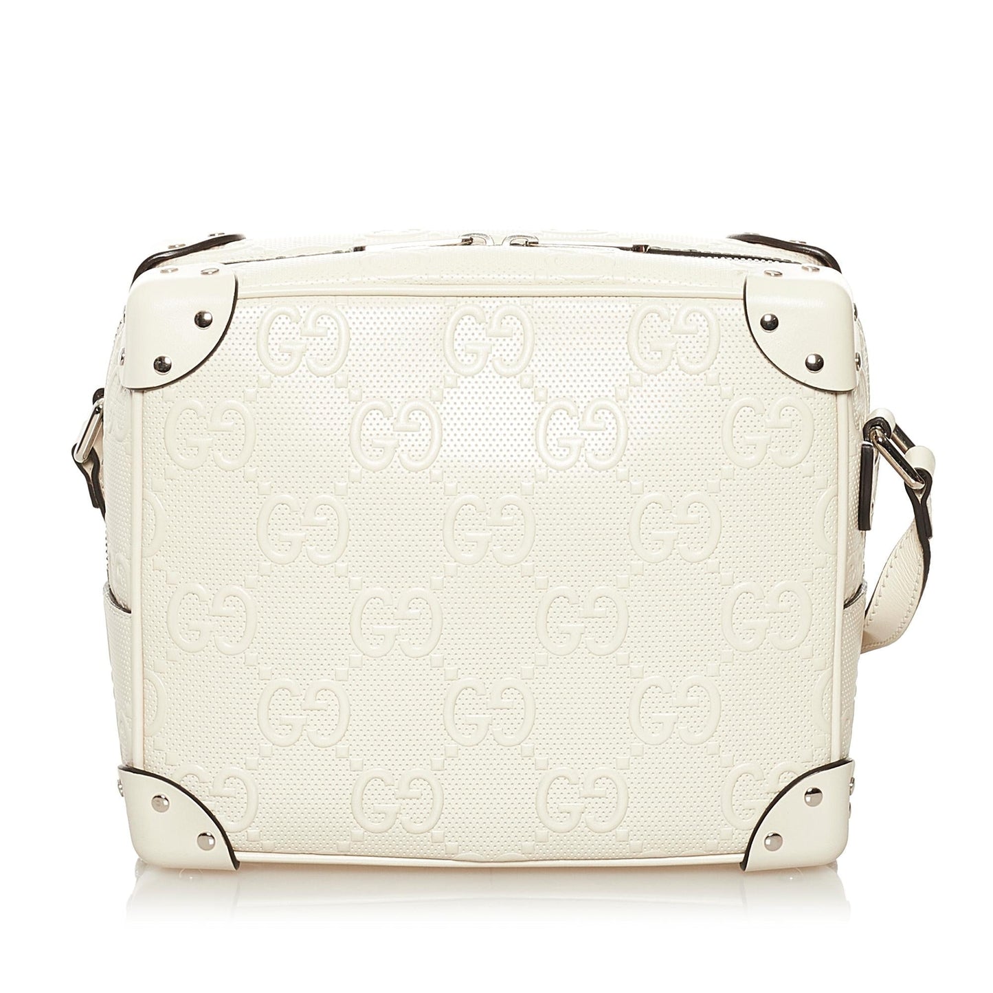 Gucci GG Embossed Perforated Square SHG Calf White Crossbody Bag