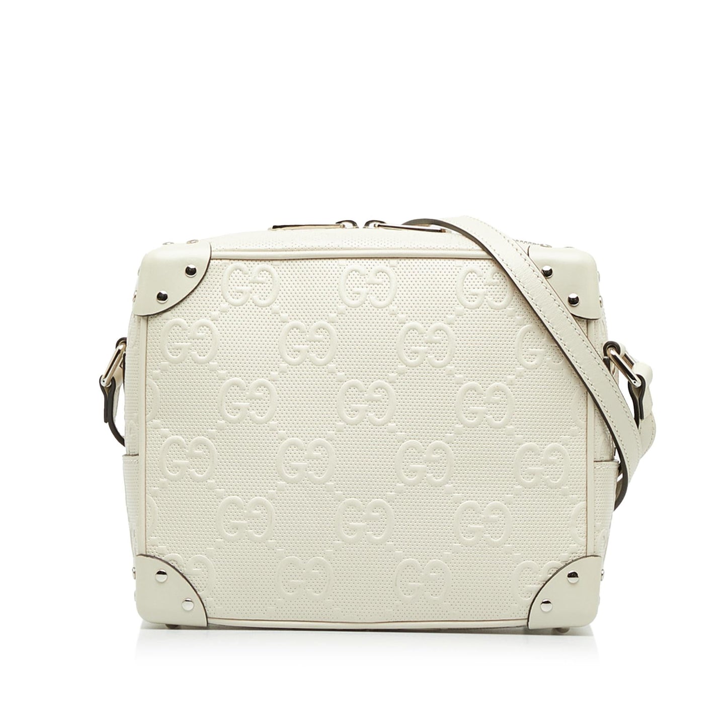 Gucci GG Embossed Perforated Square SHG-dVXLVM Calf White Crossbody Bag