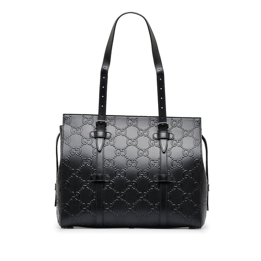 Gucci GG Embossed SHG-uqKTLW Calf Black Tote Bag