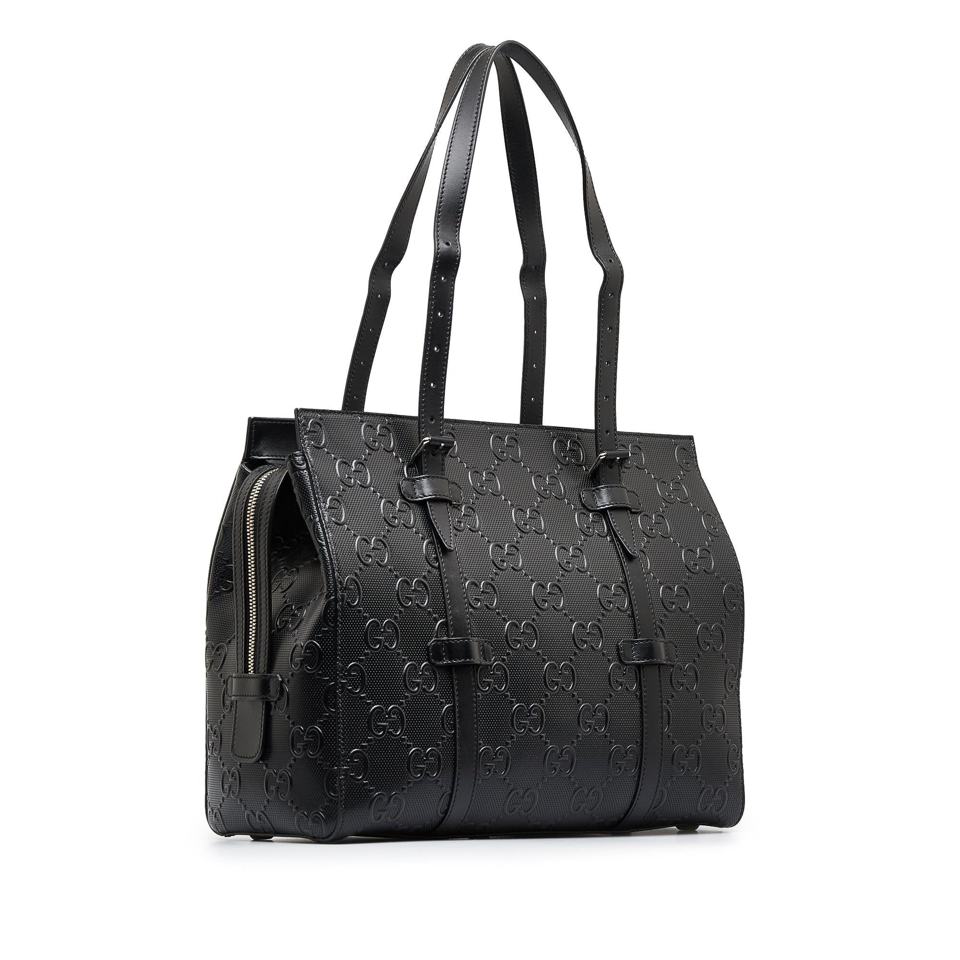Gucci GG Embossed Calf Black Tote Bag Shg Gmcfjh