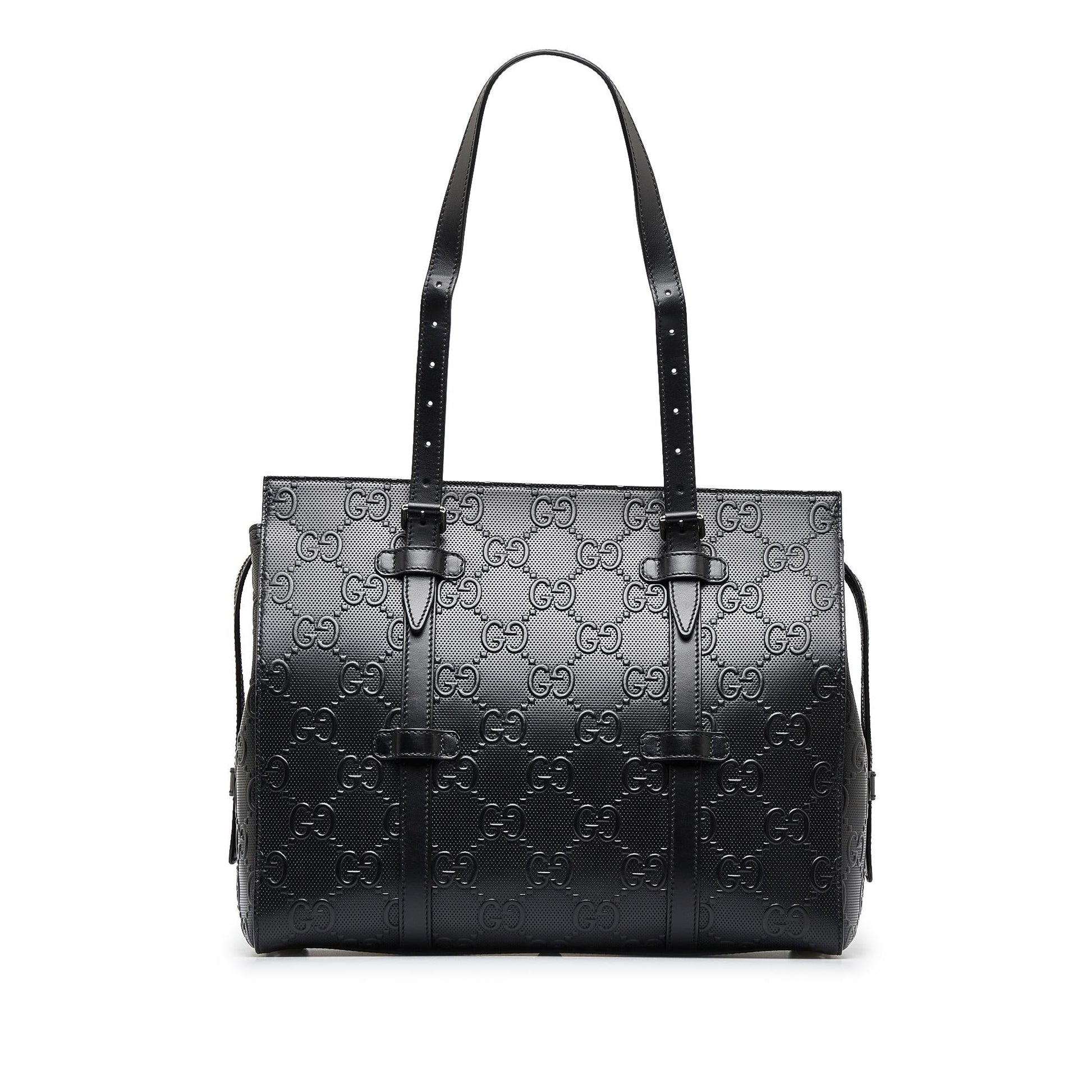 Gucci GG Embossed Calf Black Tote Bag Embossed Tote