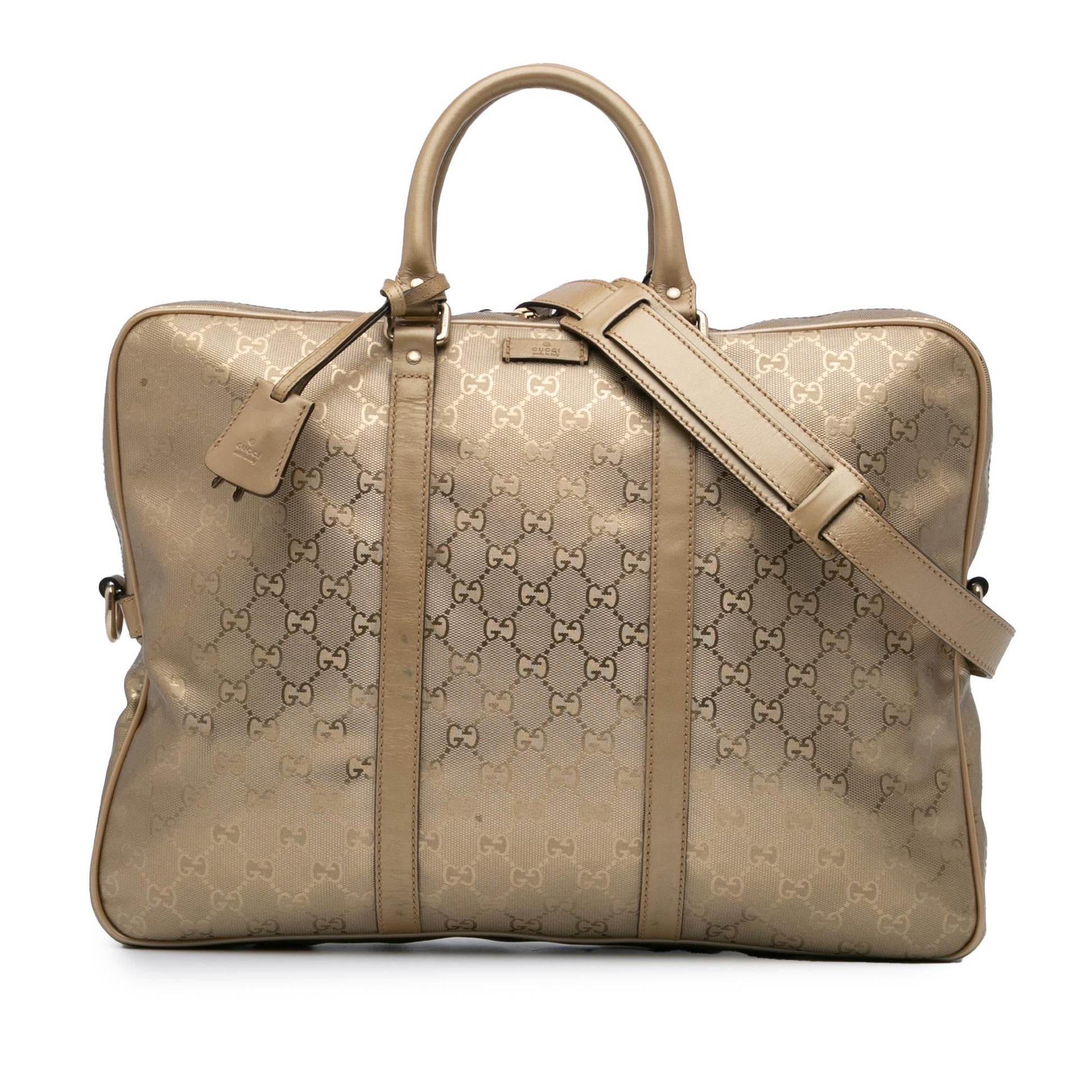 Gucci GG Imprime Business Canvas Gold Tote Bag