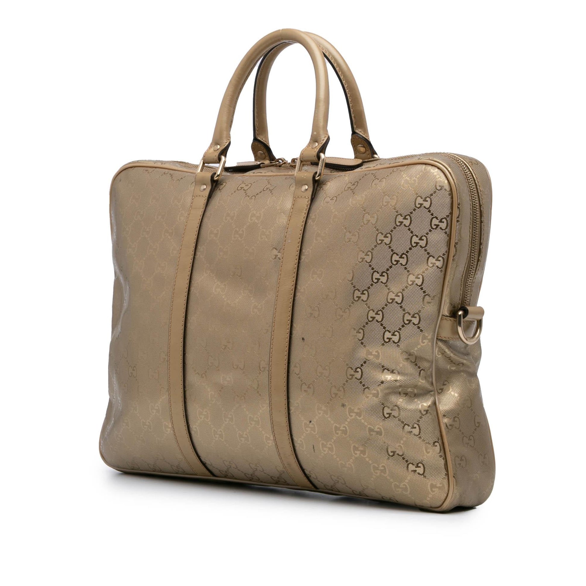 Gucci GG Imprime Business Canvas Gold Tote Bag