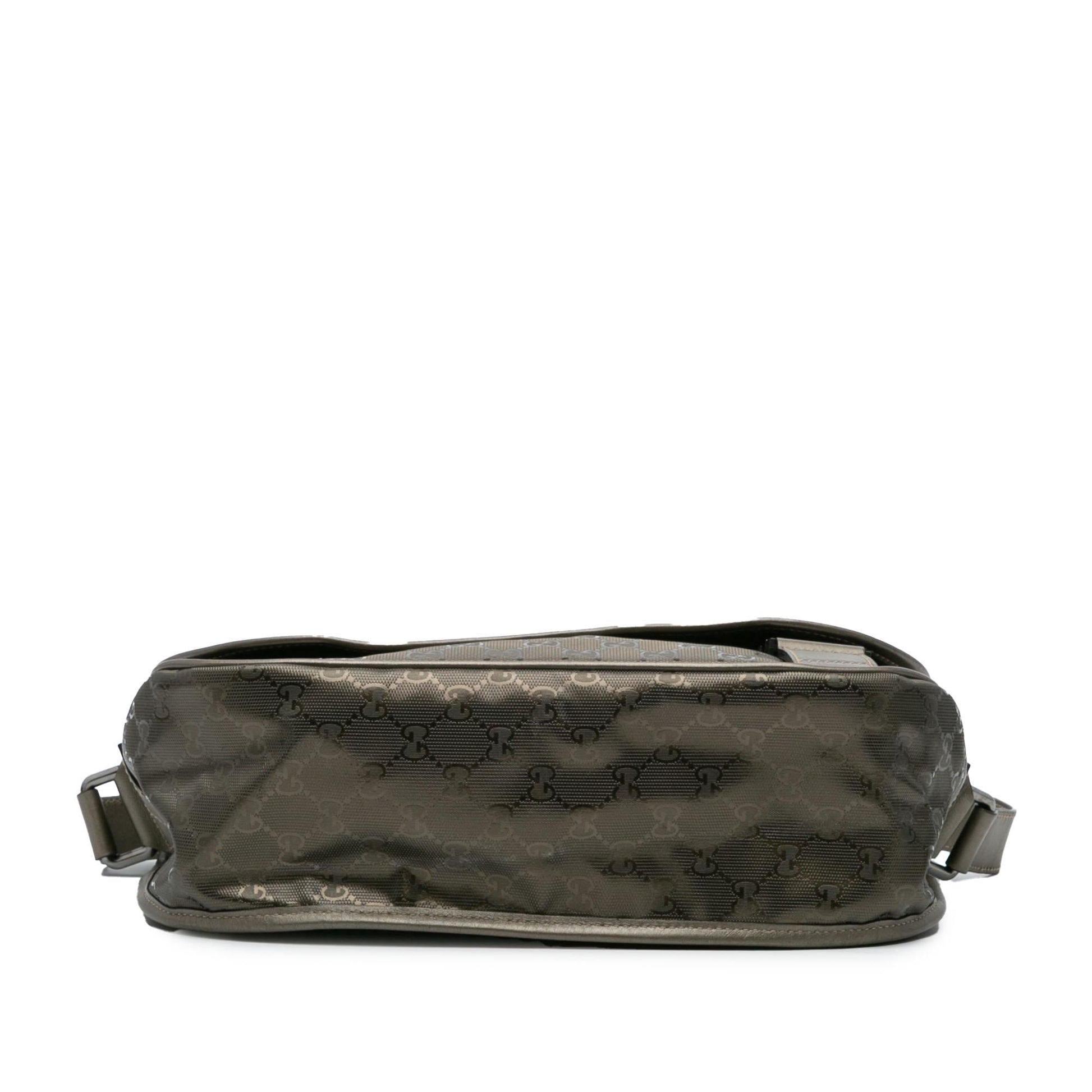 Gucci GG Imprime Canvas Calf Silver Crossbody Bag