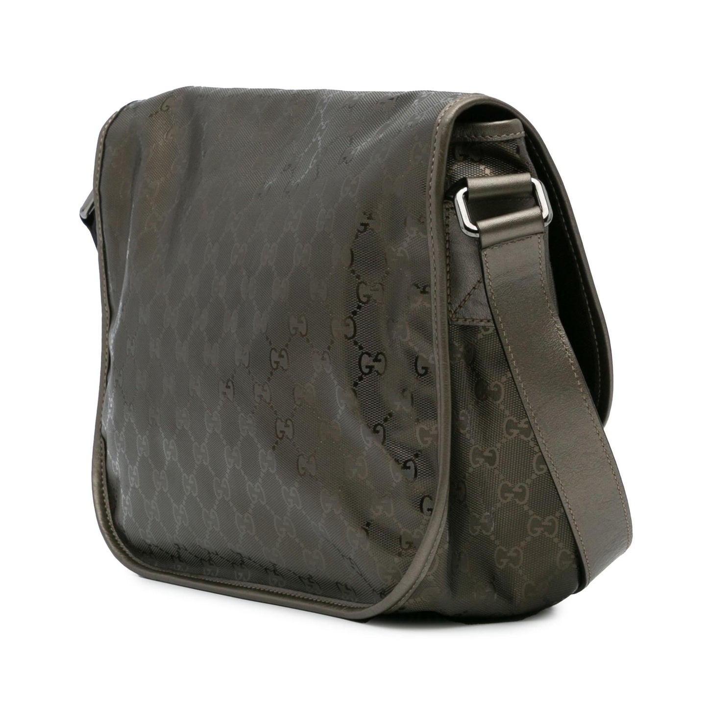 Gucci GG Imprime Canvas Calf Silver Crossbody Bag