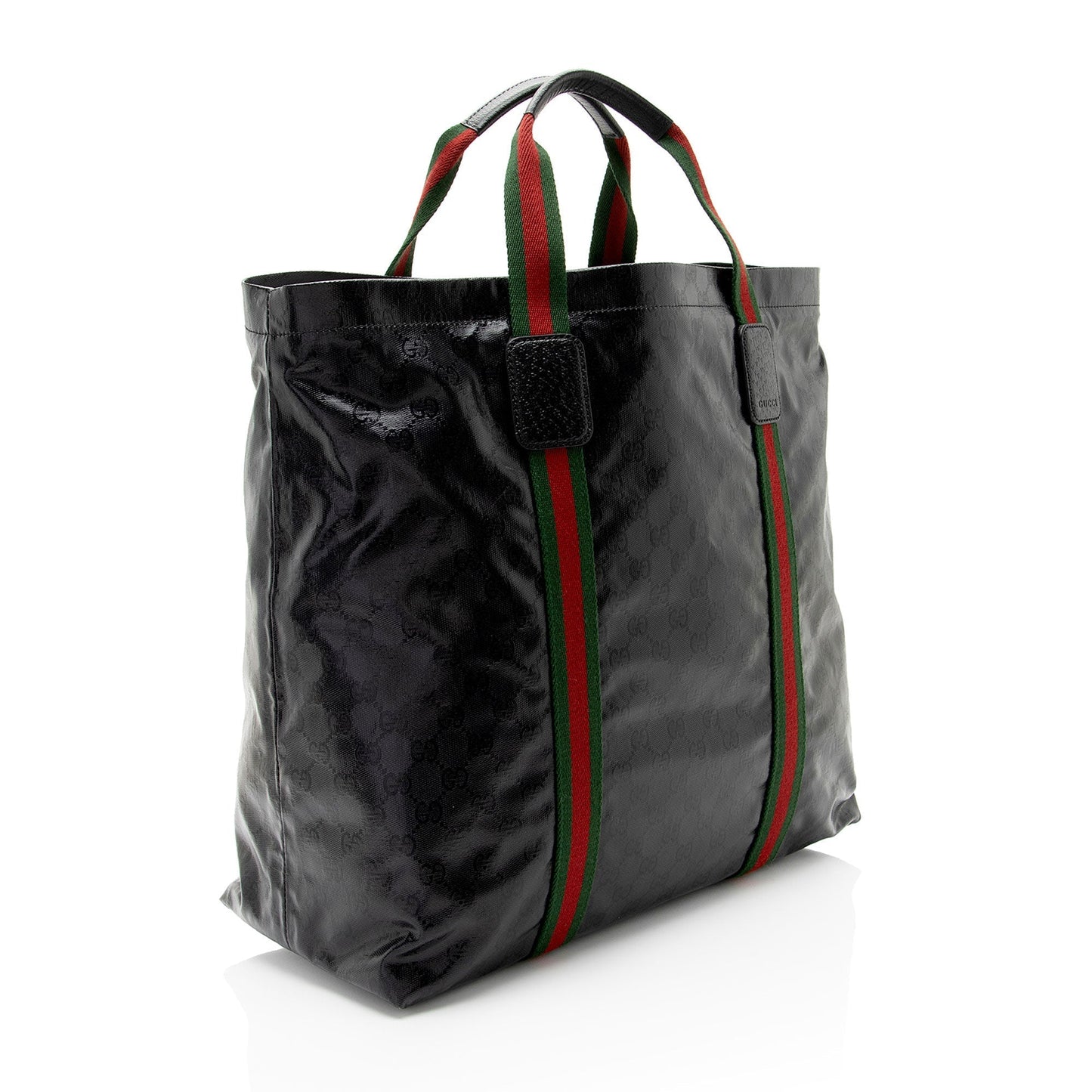 Gucci GG Imprime Leather Canvas Nylon Black Tote Bag