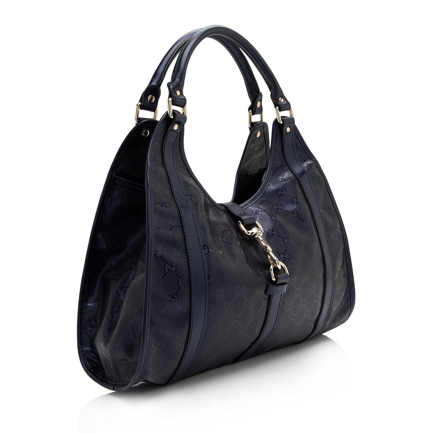 Gucci GG Imprime Joy Bardot SHF Leather Canvas Blue Medium Shoulder Bag