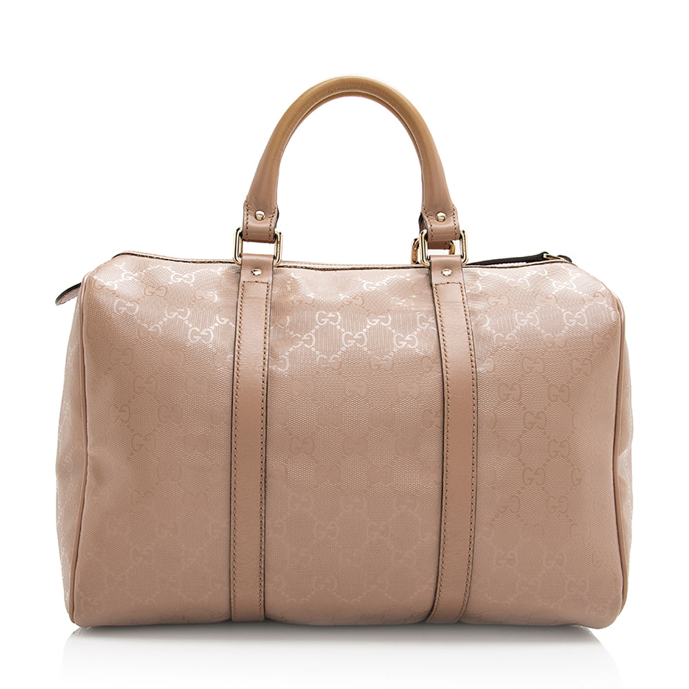 Gucci GG Imprime Joy Boston SHF Leather Canvas Beige Satchel Bag