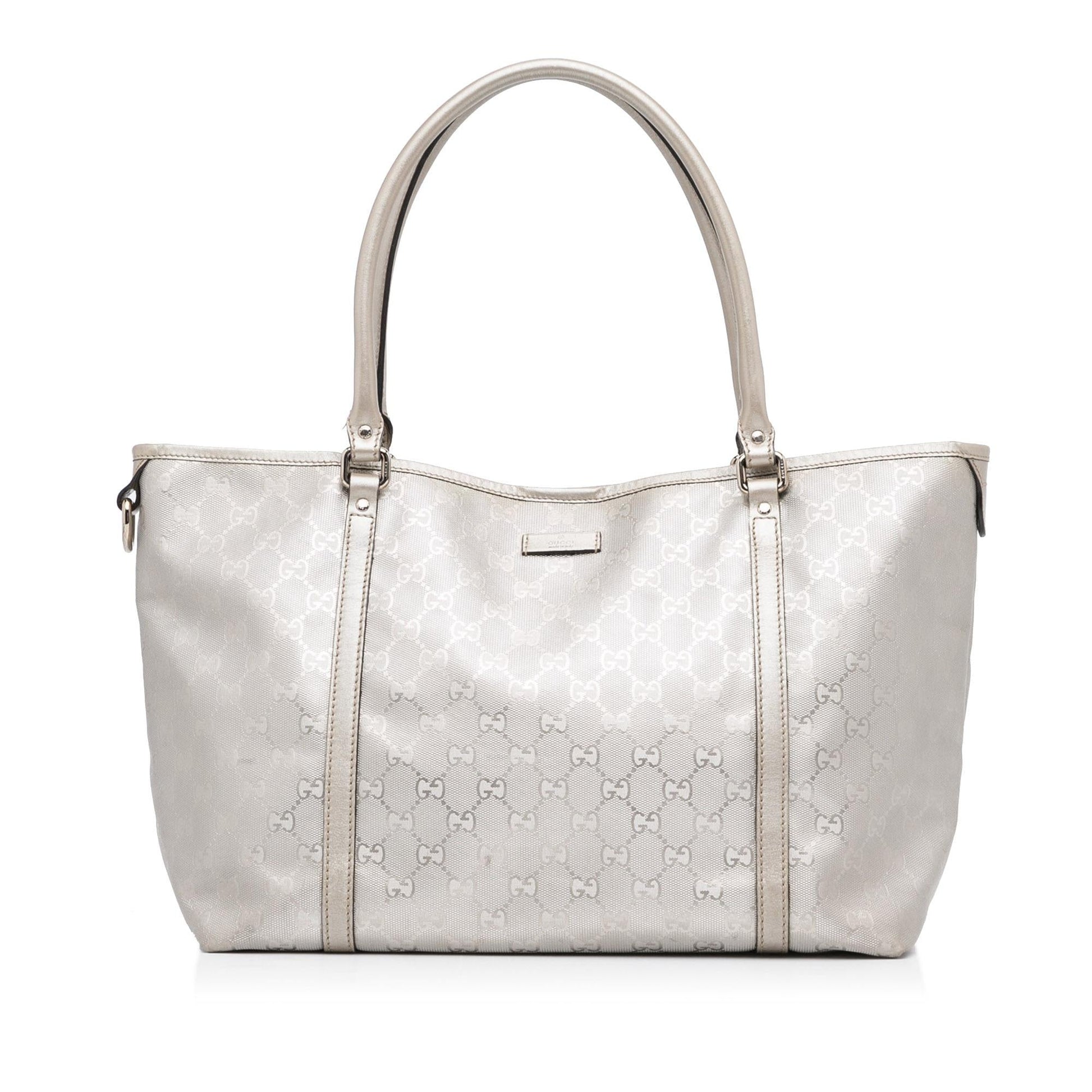 Gucci GG Imprime Joy SHG-FNAolv Canvas Silver Tote Bag