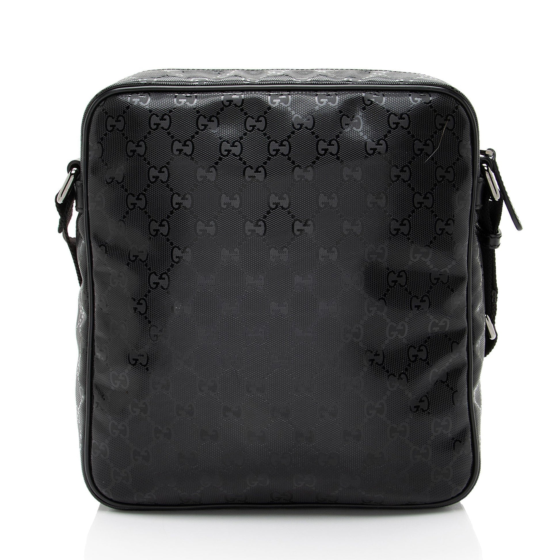 Gucci GG Imprime Messenger Leather Canvas Nylon Black Shoulder Bag