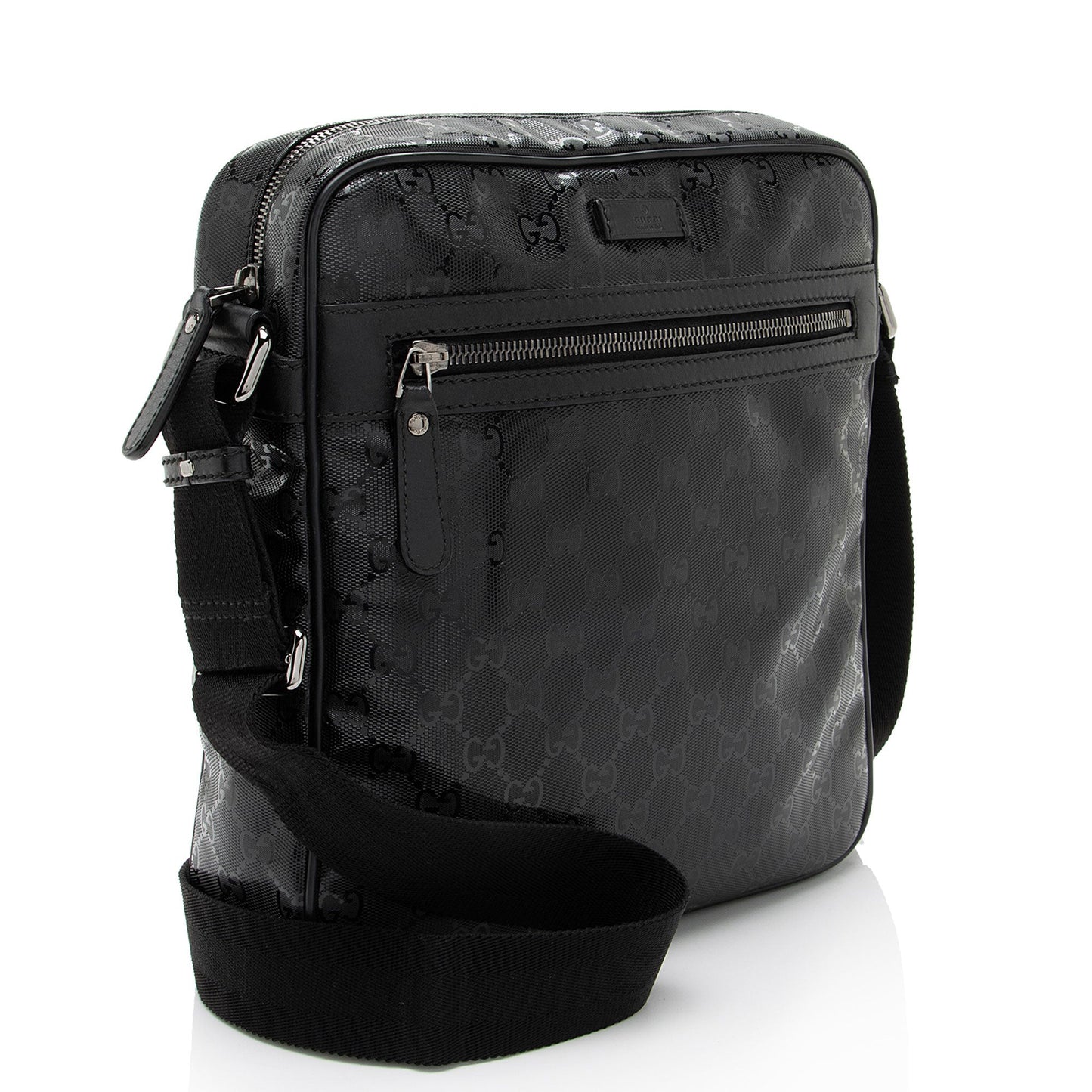 Gucci GG Imprime Messenger Leather Canvas Nylon Black Shoulder Bag