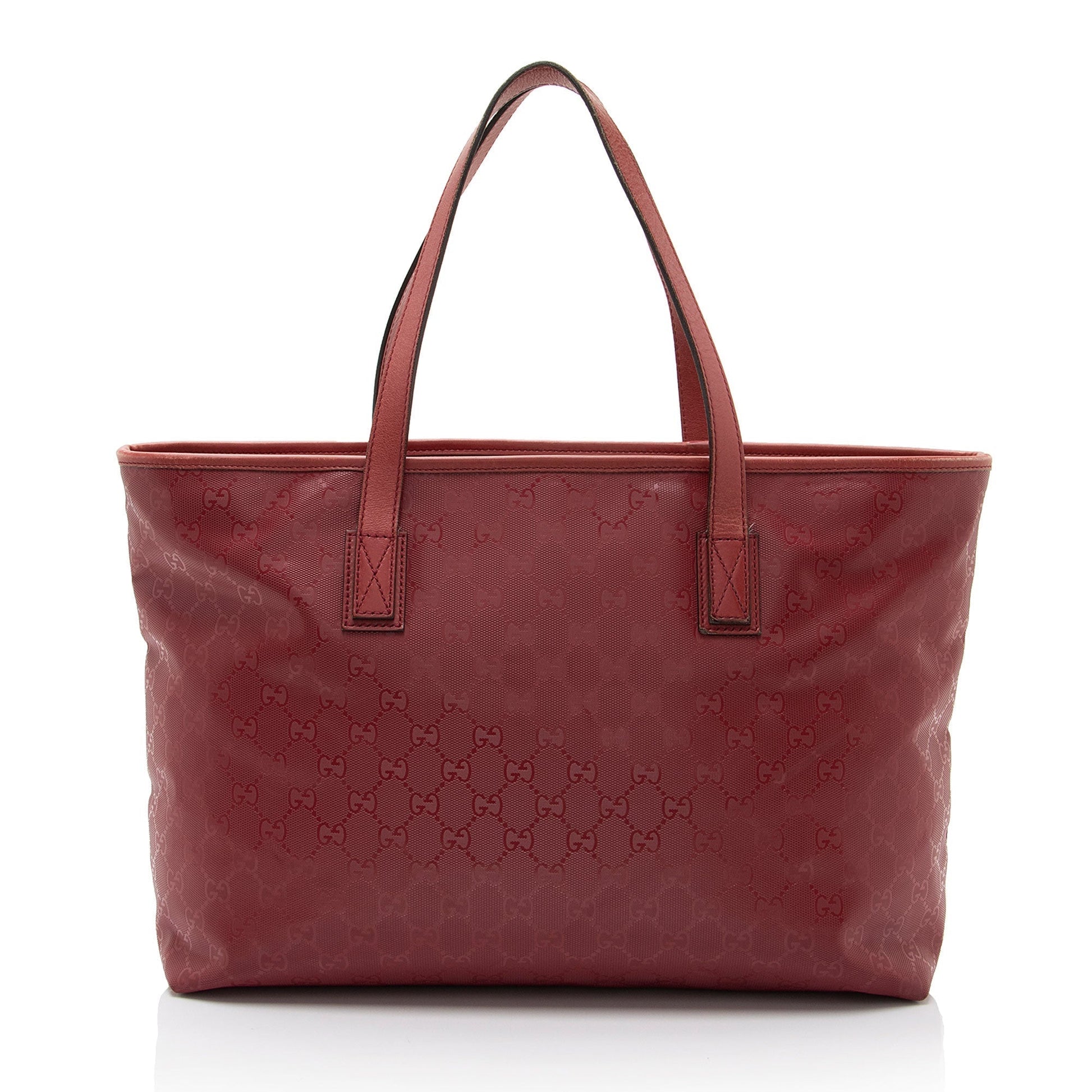 Gucci GG Imprime SHF-6dfyKy Leather Canvas Red Medium Tote Bag