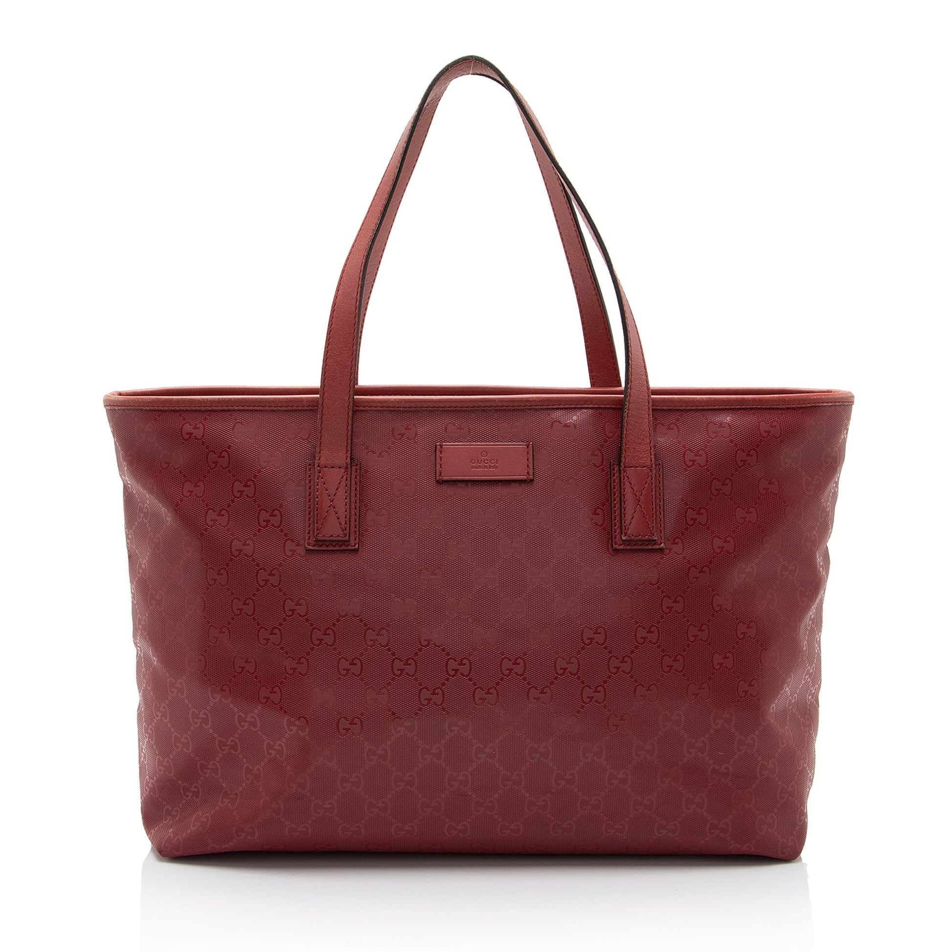 Gucci GG Imprime SHF-6dfyKy Leather Canvas Red Medium Tote Bag