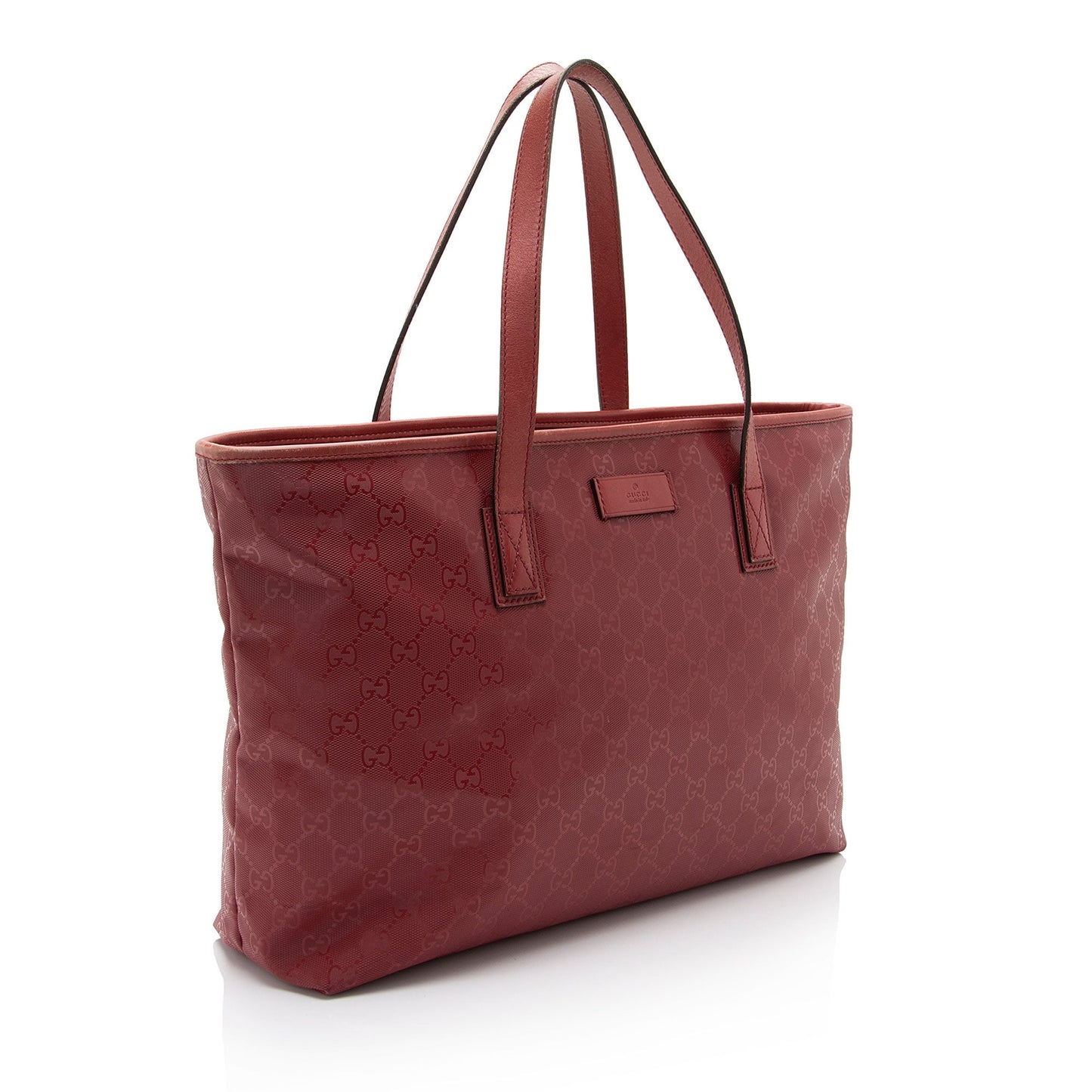 Gucci GG Imprime SHF-6dfyKy Leather Canvas Red Medium Tote Bag