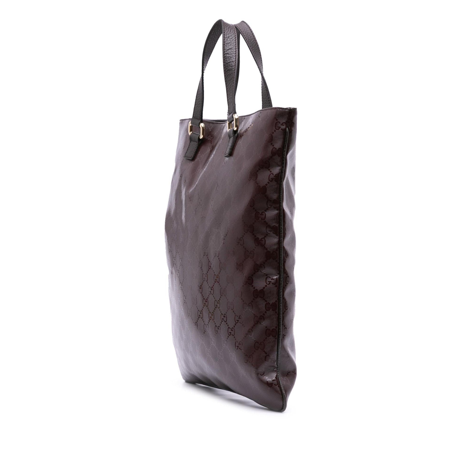 Gucci GG Imprime Canvas Calf Brown Tote Bag