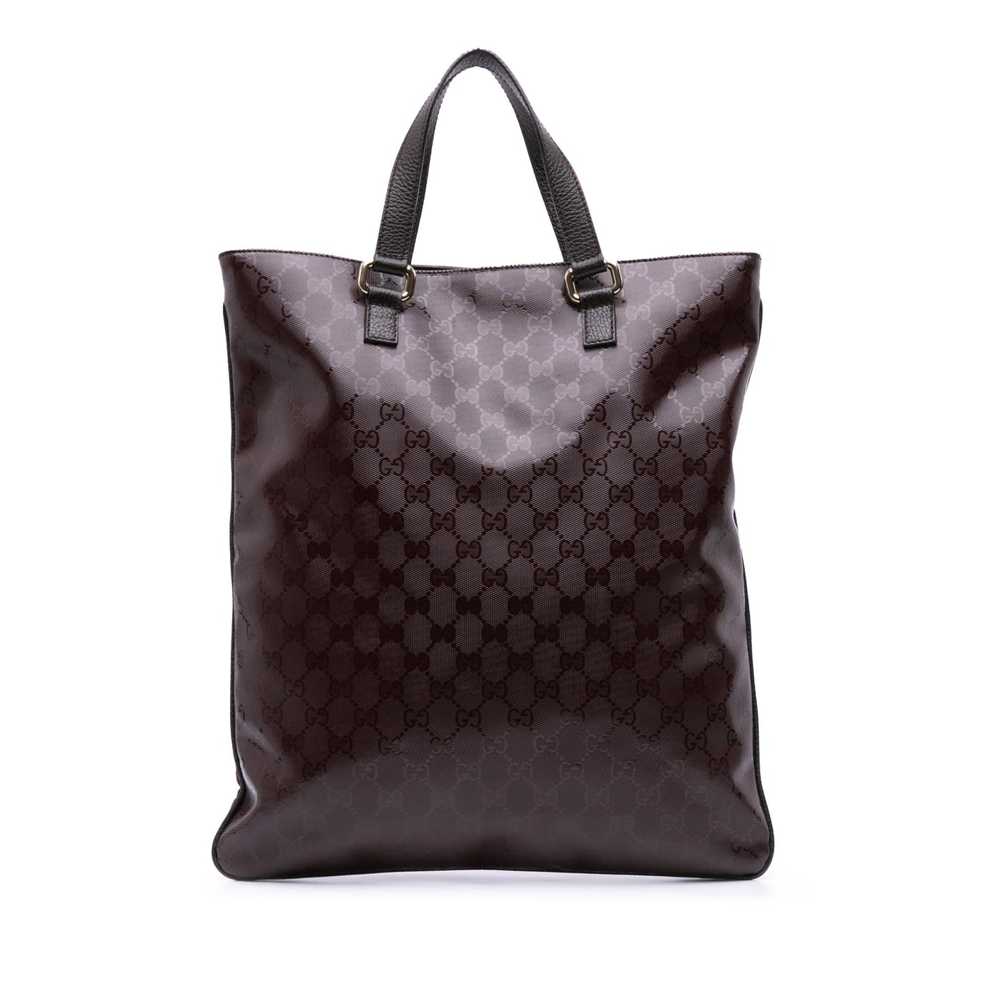 Gucci GG Imprime Canvas Calf Brown Tote Bag Tote 3