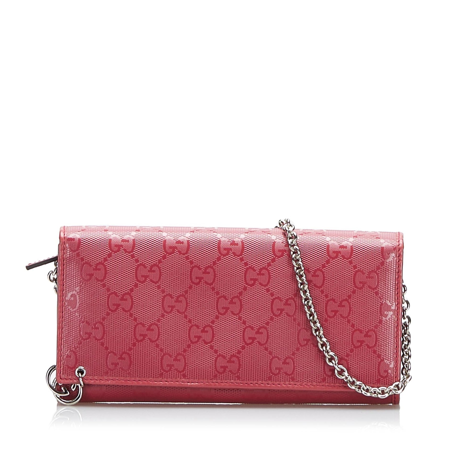 Gucci GG Imprime Wallet On SHG-clxtl4 Canvas Red Chain Shoulder Bag
