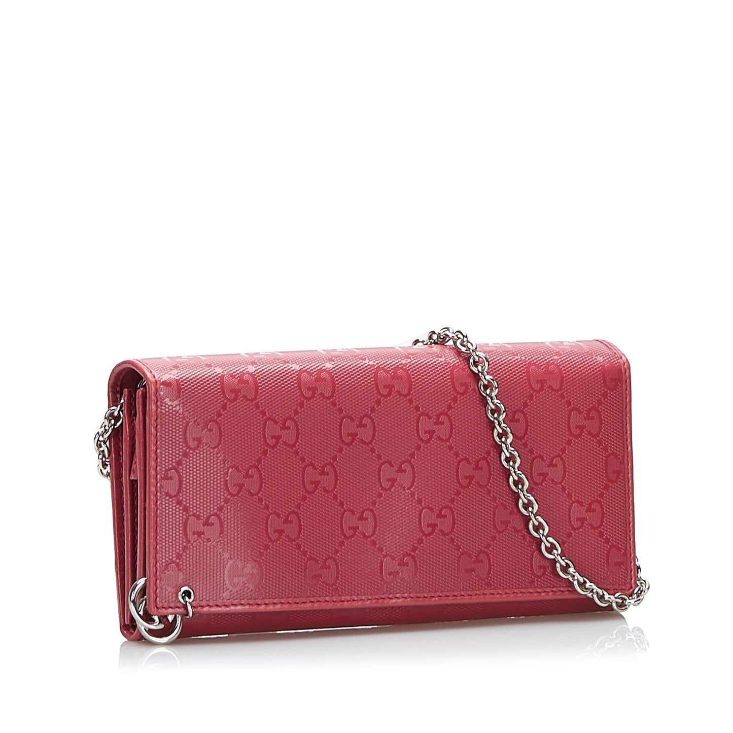 Gucci GG Imprime Wallet On SHG-clxtl4 Canvas Red Chain Shoulder Bag