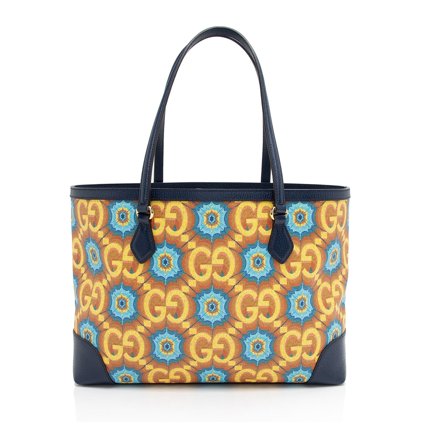 Gucci GG Kaleidoscope 100th Anniversary SHF-vURevc Leather Canvas Blue Medium Tote Bag